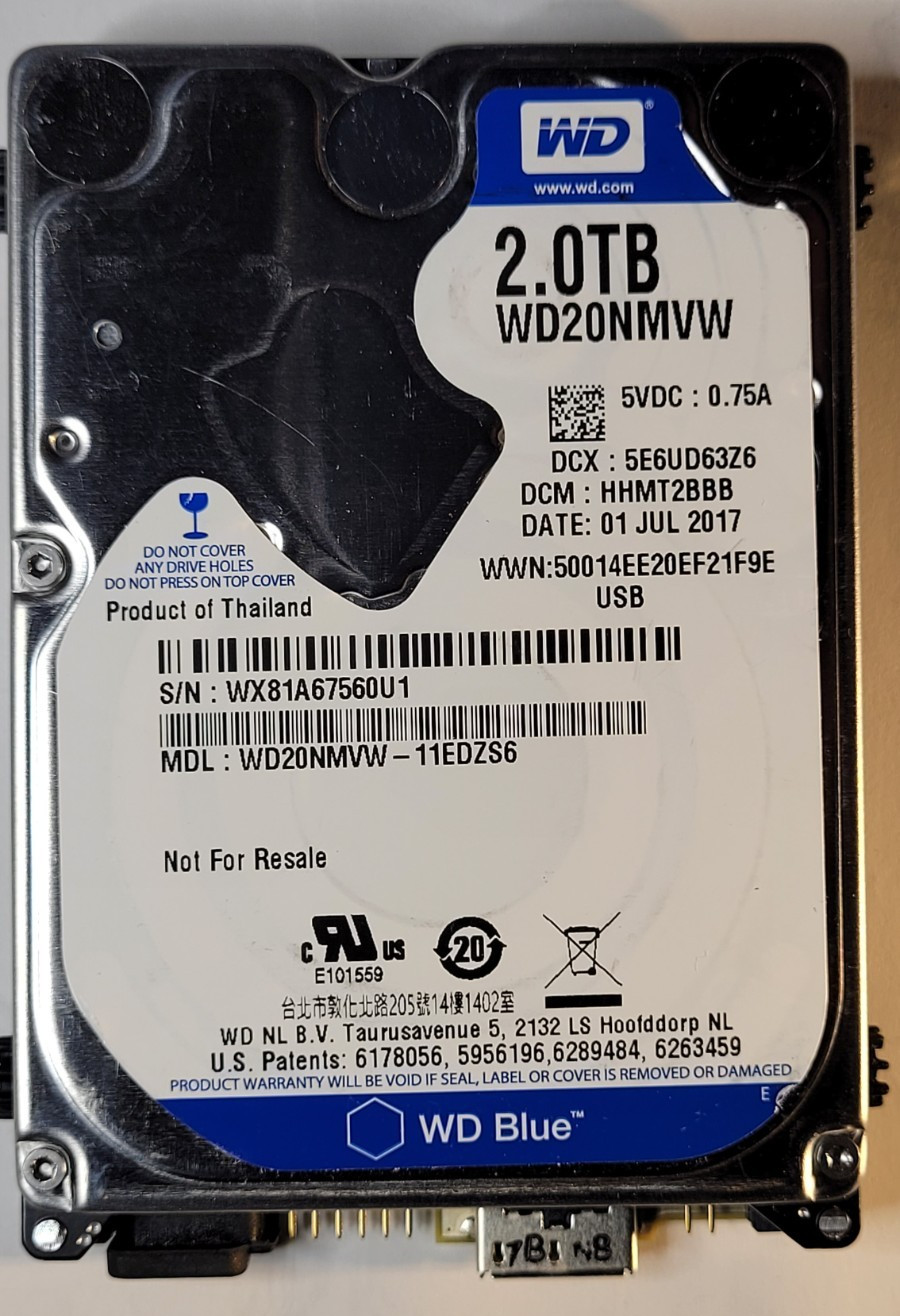 WD 2TB WD20NMVW-11EDZS6 WX81 JUL 2017 Thailand USB 3.0 2.5 DCM HHMT2BBB