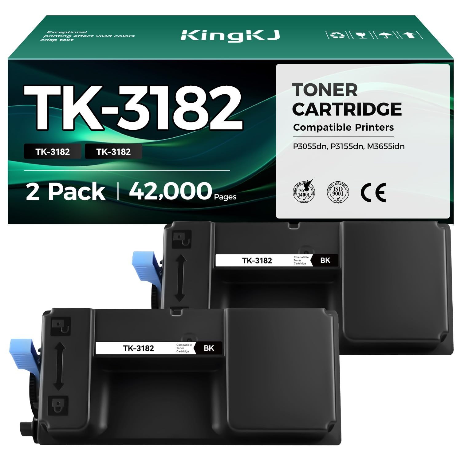 TK-3182 TK3182 Toner Cartridge Black 2-Pack High Capacity With Chip Replaceme...