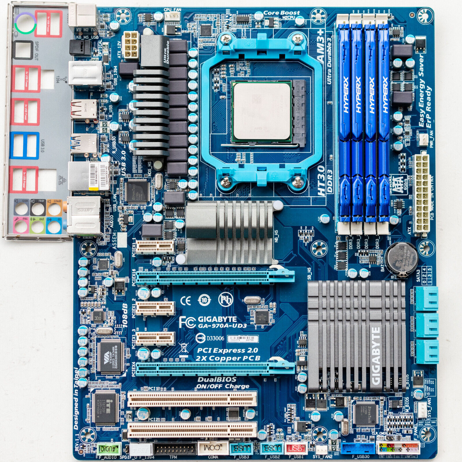 Gigabyte GA-970A-UD3 AM3+ Motherboard ATX UEFI AMD 970 FX 16GB DDR3 USB 3.0