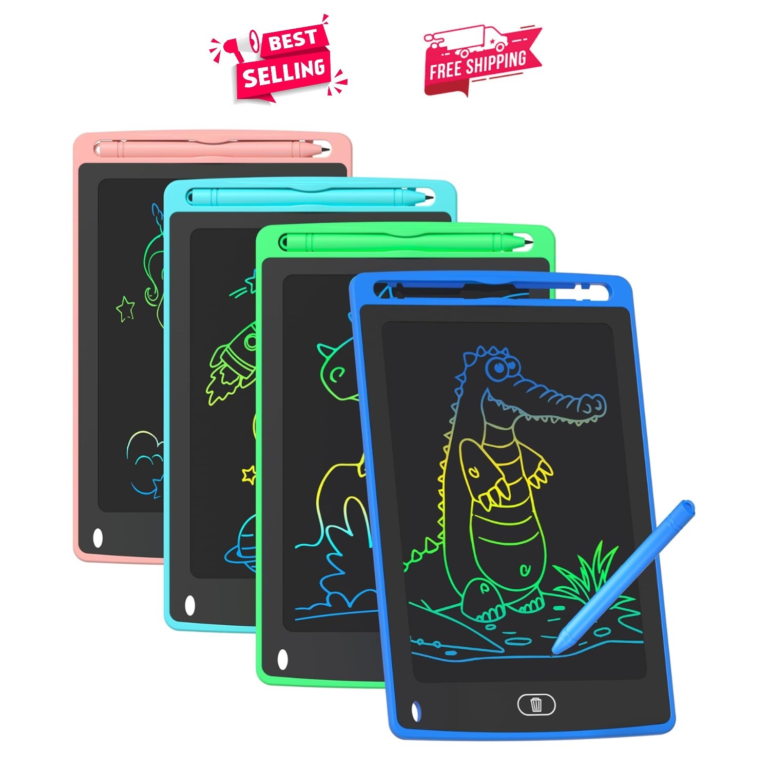 4 Pack 8.5 Inch LCD Writing Tablet for Kids - Colorful Educational Doodle Boards