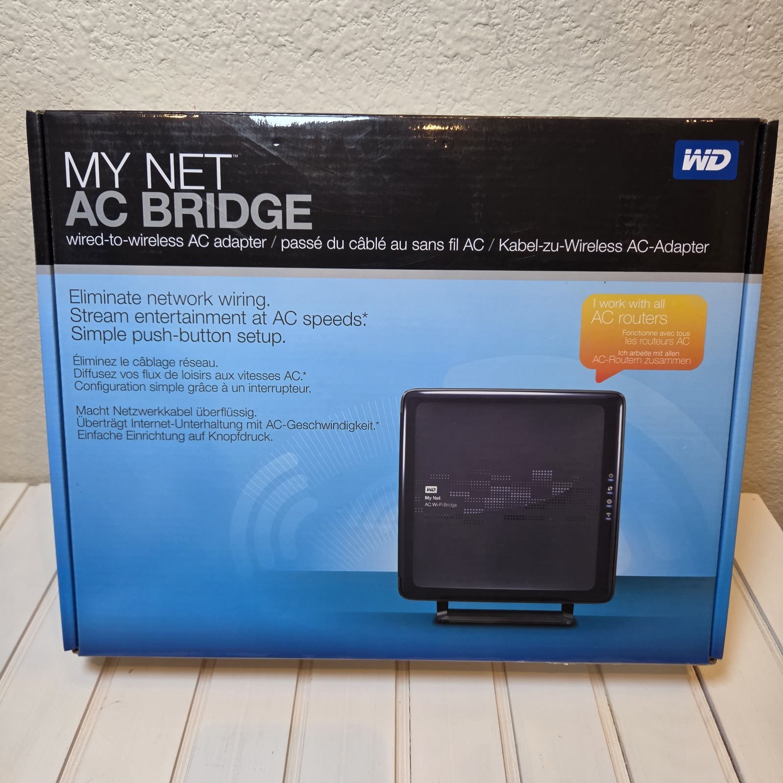 NEW WD My Net AC Bridge Wireless AC WiFi Bridge 4-Port Gigabit Ethernet NIB