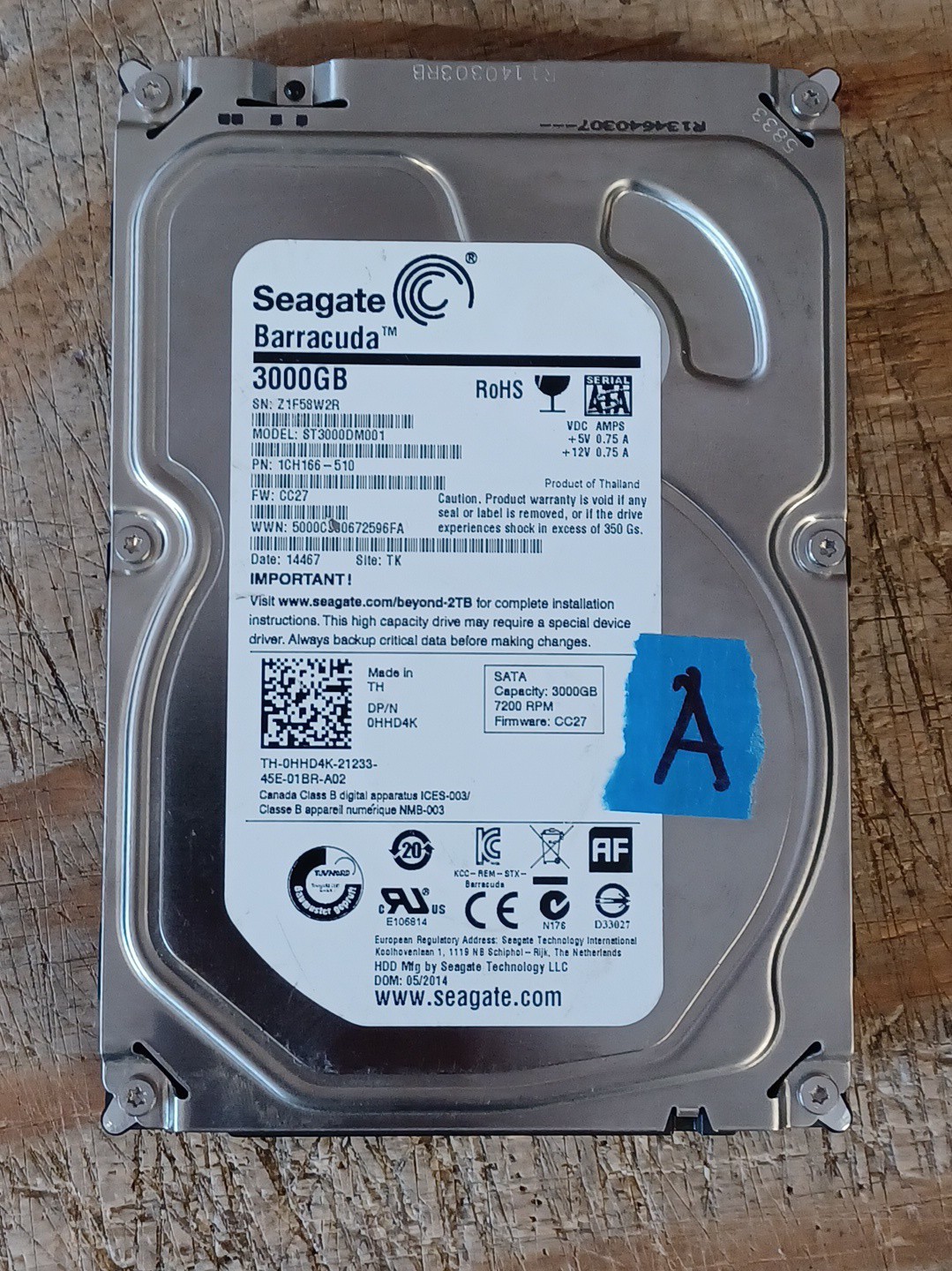 Seagate Barracuda 3TB 3.5 Inch SATA III Desktop HDD ST3000DM001