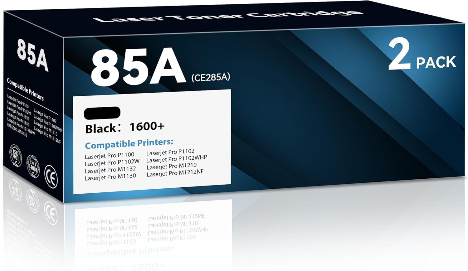 2-Pack 85A CE285A Black Toner for HP P1102W M1212nf M1217nfw Printer