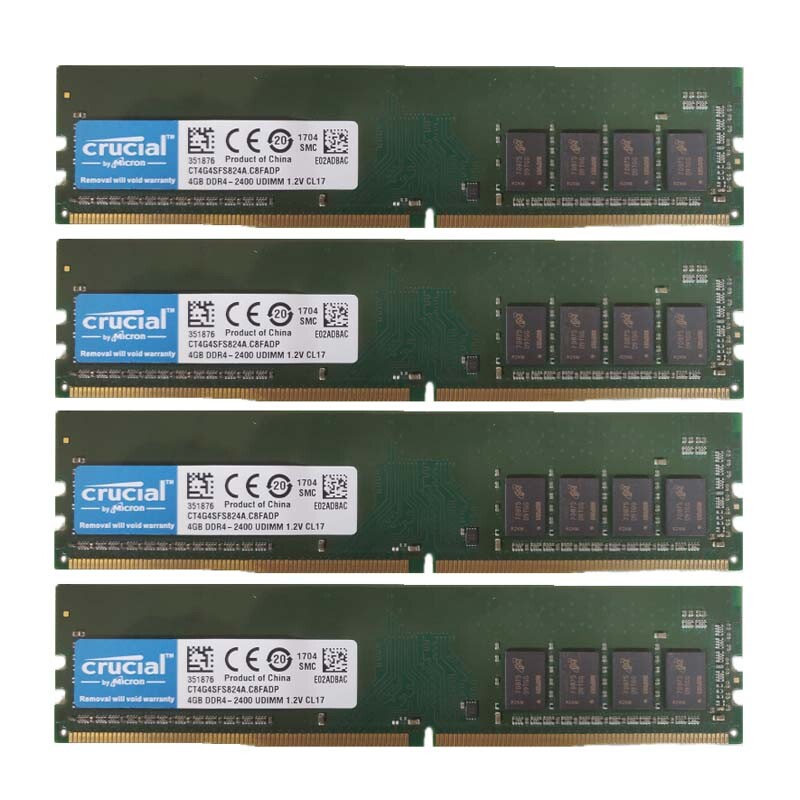For Crucial 4x4GB 1RX8 DDR4 2400 PC4-2400MHz 288pin 1.2V Desktop Memeoy DIMM*