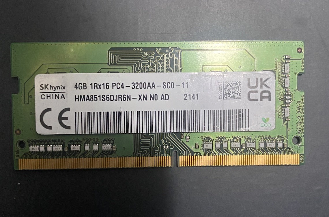 SK hynix 4GB DDR4 PC4-3200AA 260-Pin SO-DIMM ECC RAM HMA851S6DJR6N-XN