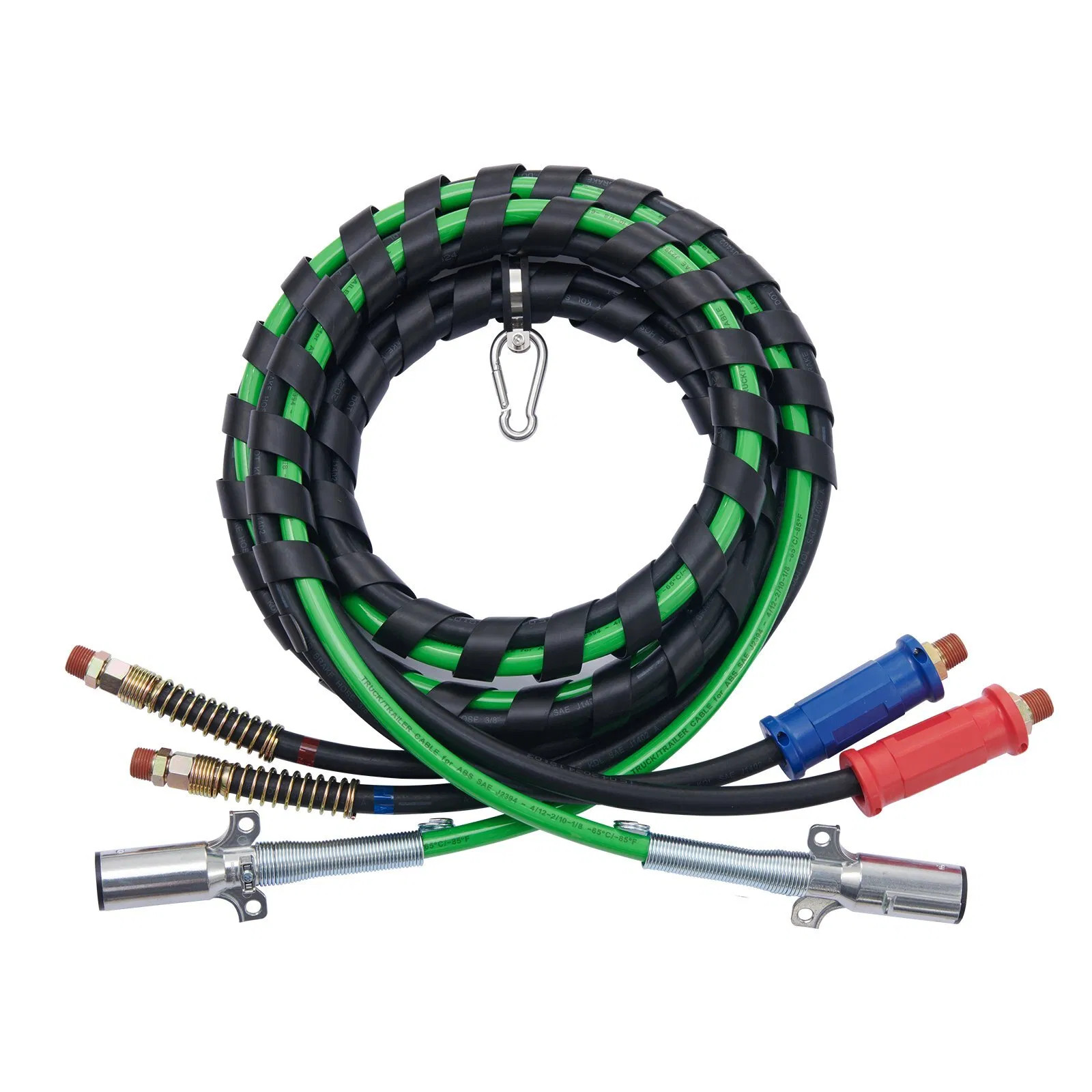 15FT Semi Truck Air Lines Kit with 2PCS Glad Hands, 3-in-1 Air Hoses & 7 Way ABS
