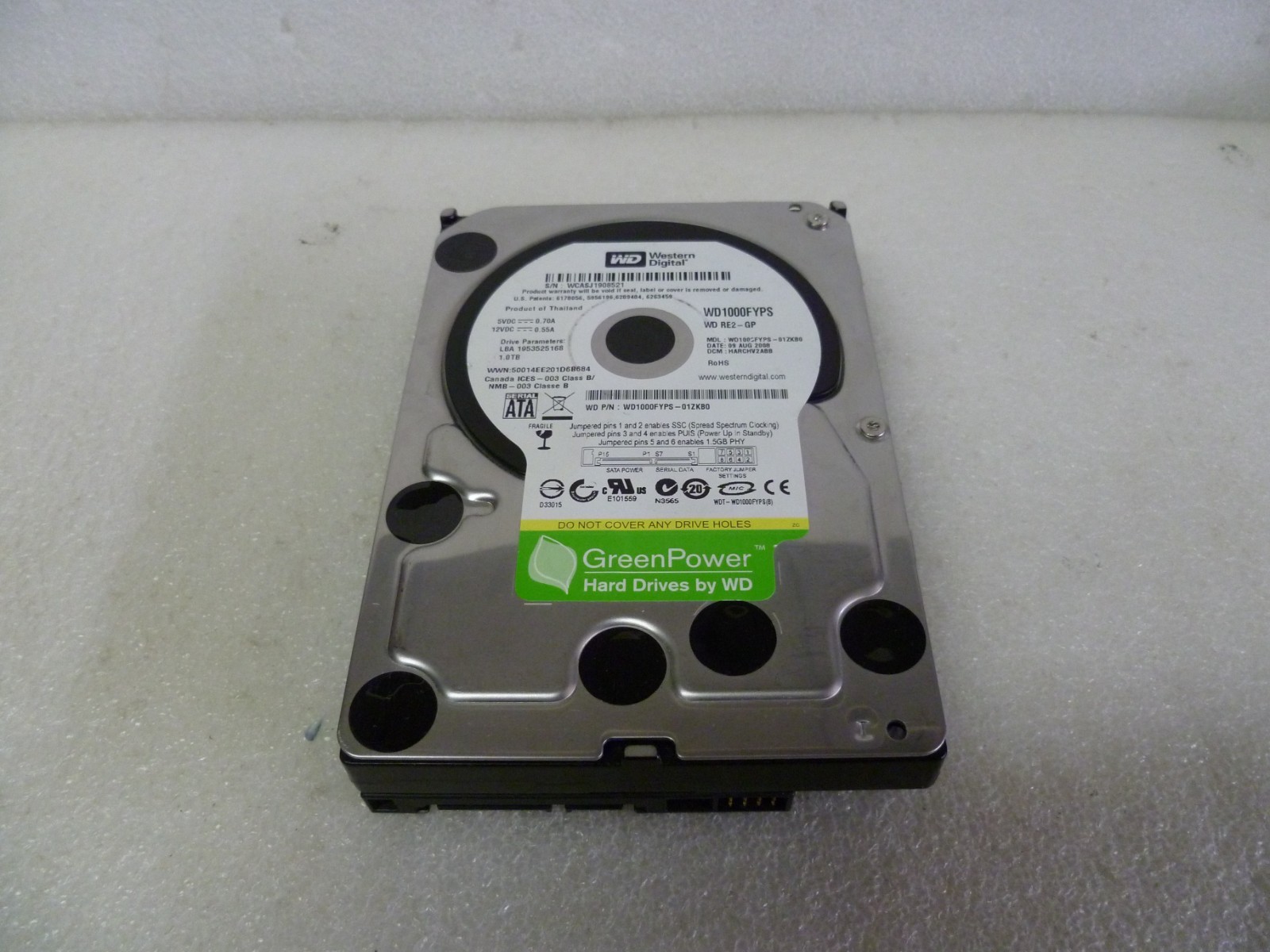 WESTERN DIGITAL WD1000FYPS-01ZKB0 1TB SATA HARD DRIVE DCM:HARCHV2ABB