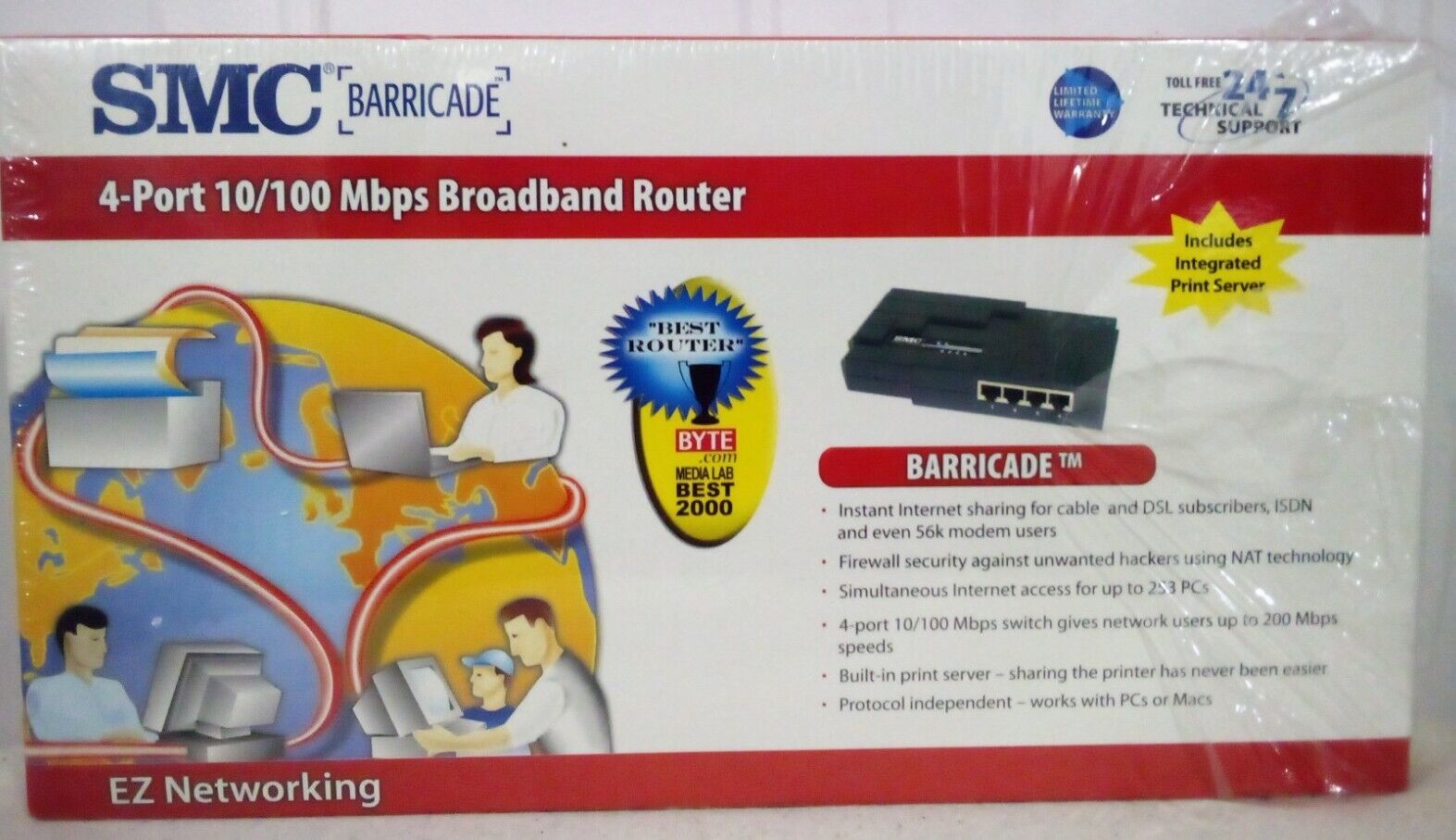 SMC Barricade 4-Port 10/100 Wired RouterNEW Printer / WAN / COM Ports