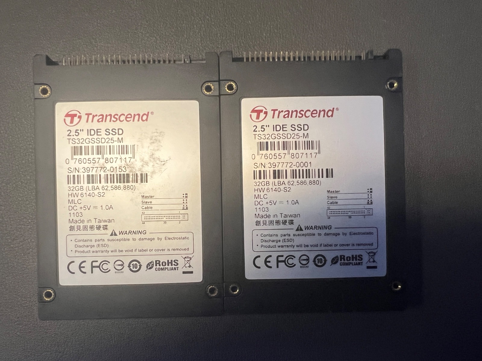 Transcend TS32GSSD25-M Solid-State Drive-32GB PATA-LOT OF 2