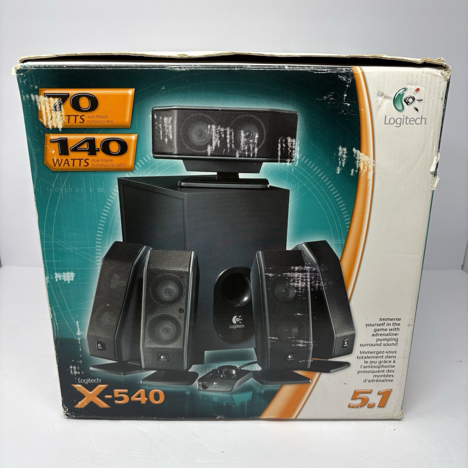 Logitech X-540 5.1 Surround Sound Speaker System Subwoofer 70W RMS w/ Box
