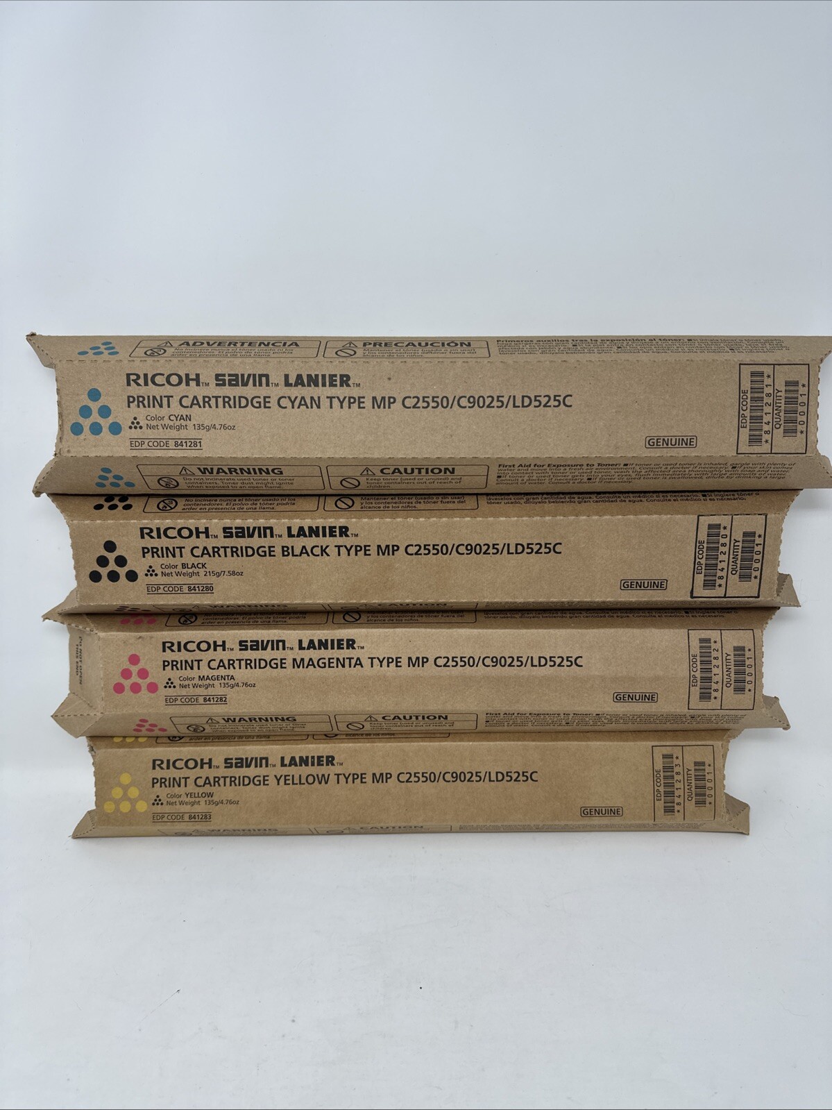 RICOH Savin Lanier Toner OEM Cartridges C2550 EDP 841280 841281 841282 841283