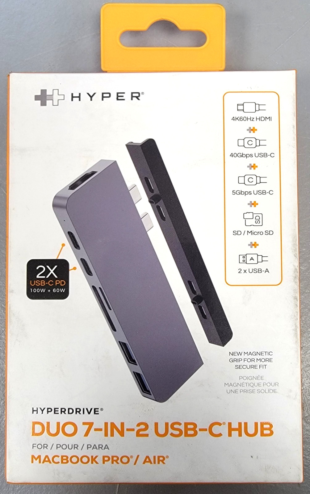 HyperDrive Duo 7-in-2 USB-C Hub & HDMI 4K60Hz for MacBook Pro/Air New Sealed