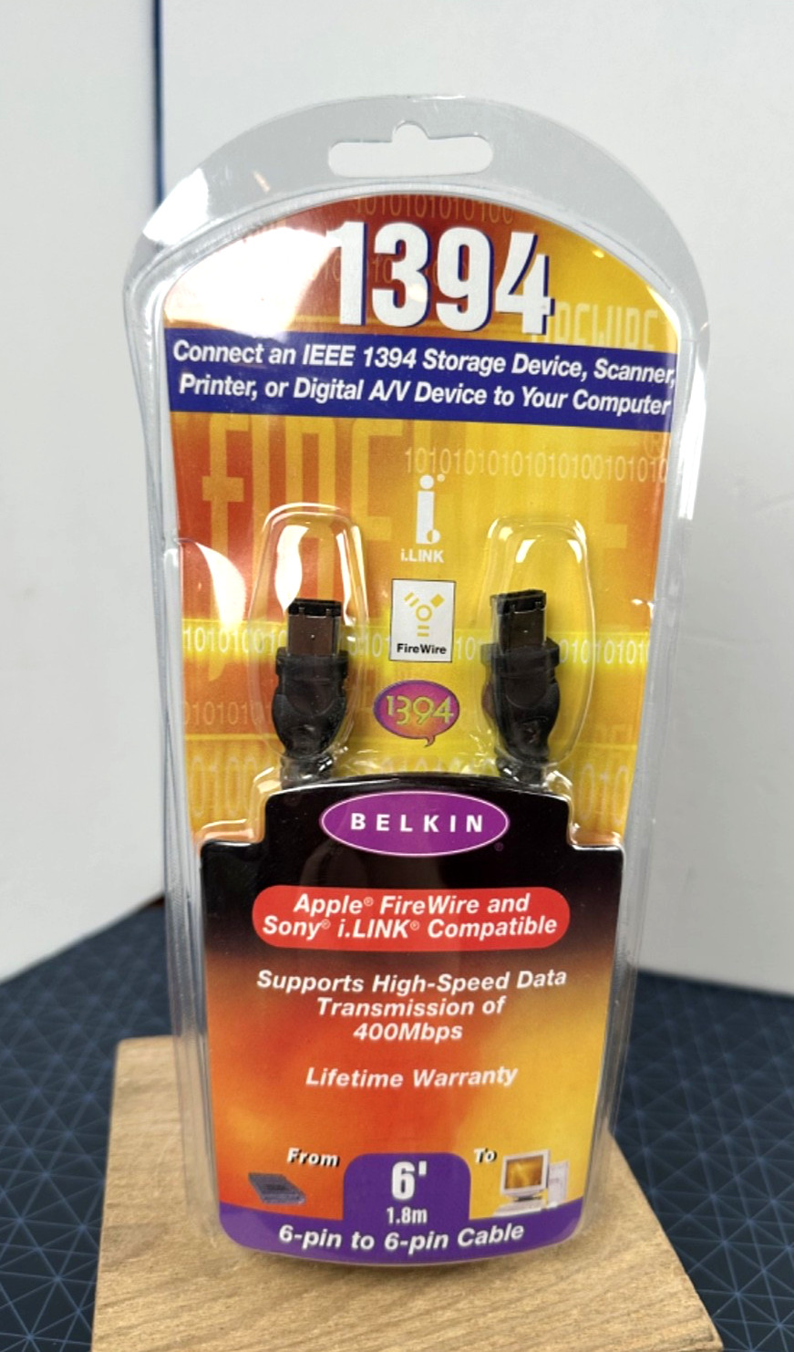 Belkin 1394 Apple FireWire & Sony iLink 6 Pin To 6 Pin Cable - 6 Foot, NEW