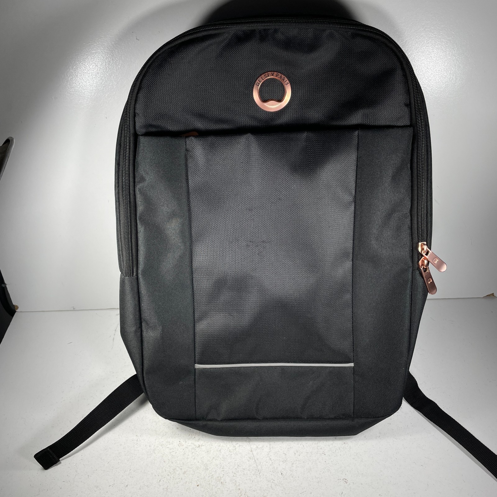 Delsey Paris Ramey Backpack Travel 14L Black w/ Rose Gold for School Work Travel