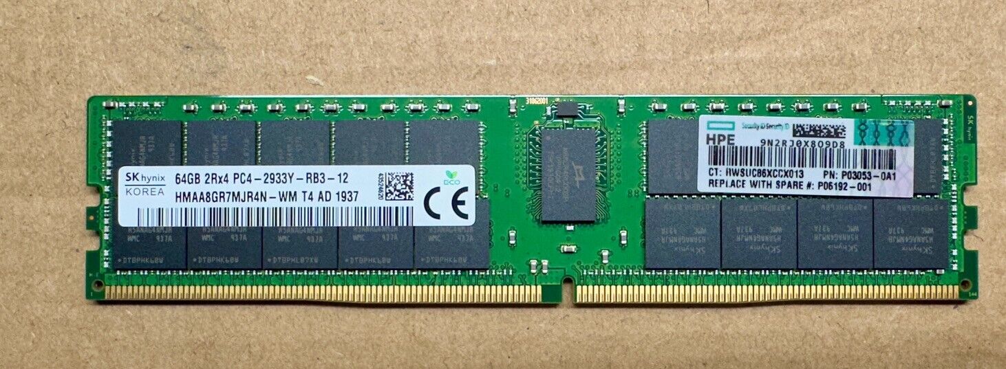 HPE 64GB 2RX4 DDR4-3200Mhz ECC SMART MEMORY P00930-B21 P03053-0A1 P06192-001