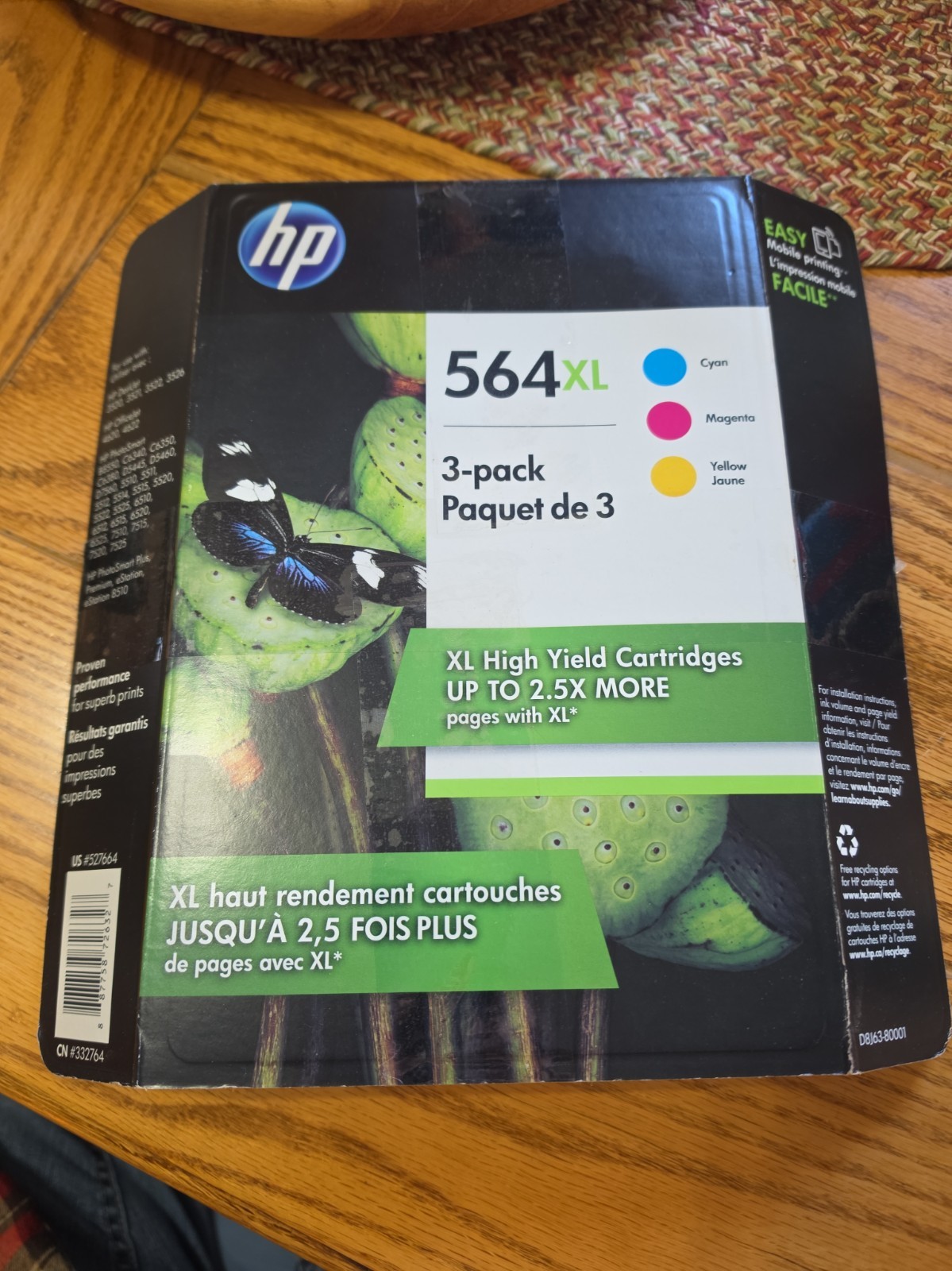 New and Sealed HP 564XL 3 Pack Printer Ink 