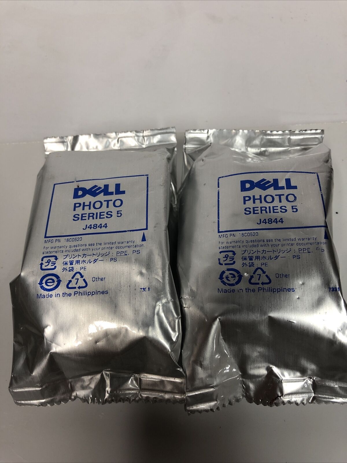Two Genuine Dell Series 5 Photo J4844 Ink Cartridge *NO RETAIL BOX* OEM New