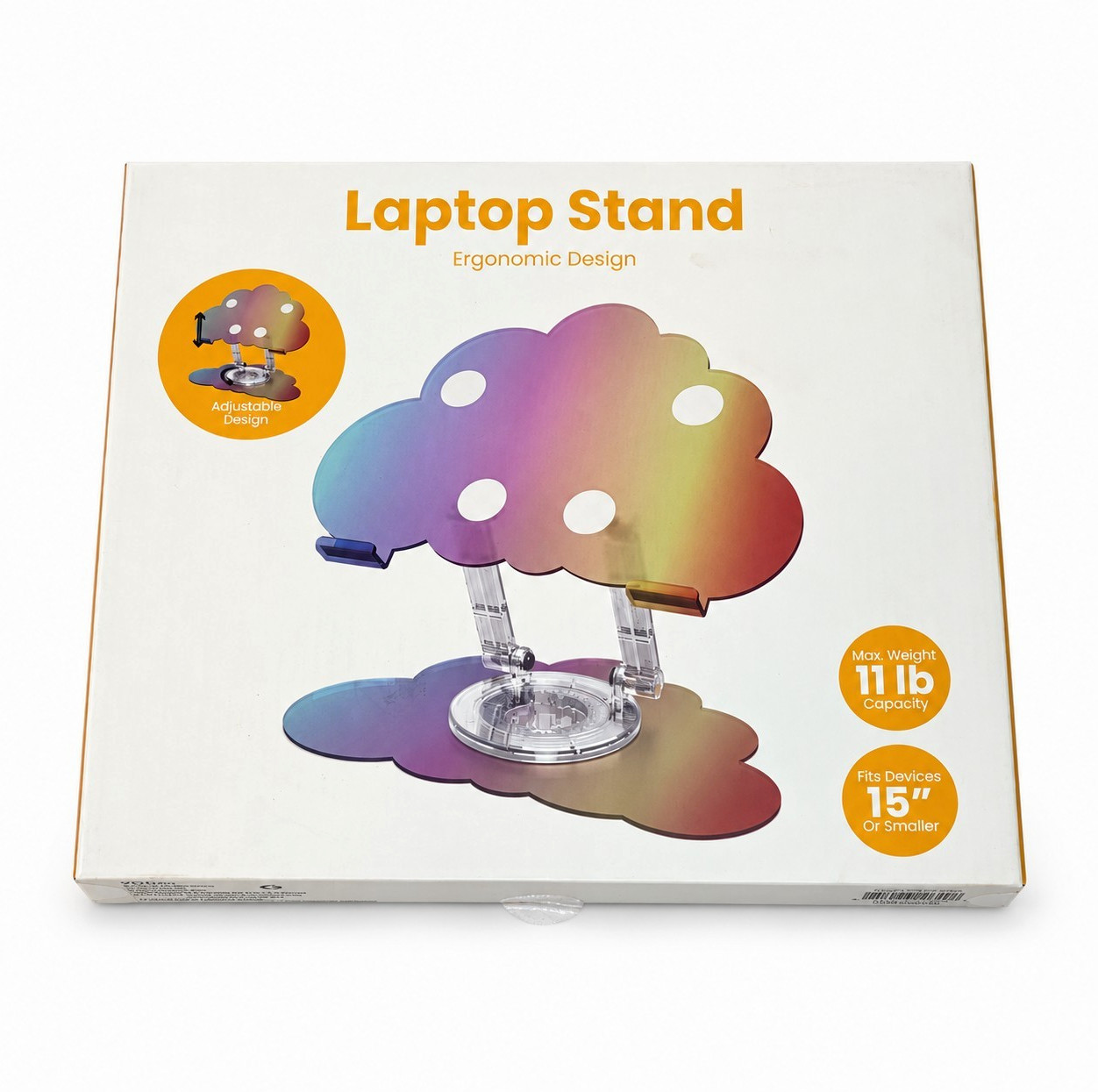 Ergonomic Acrylic Laptop Stand 360° Rotating Adjustable Foldable 15 in