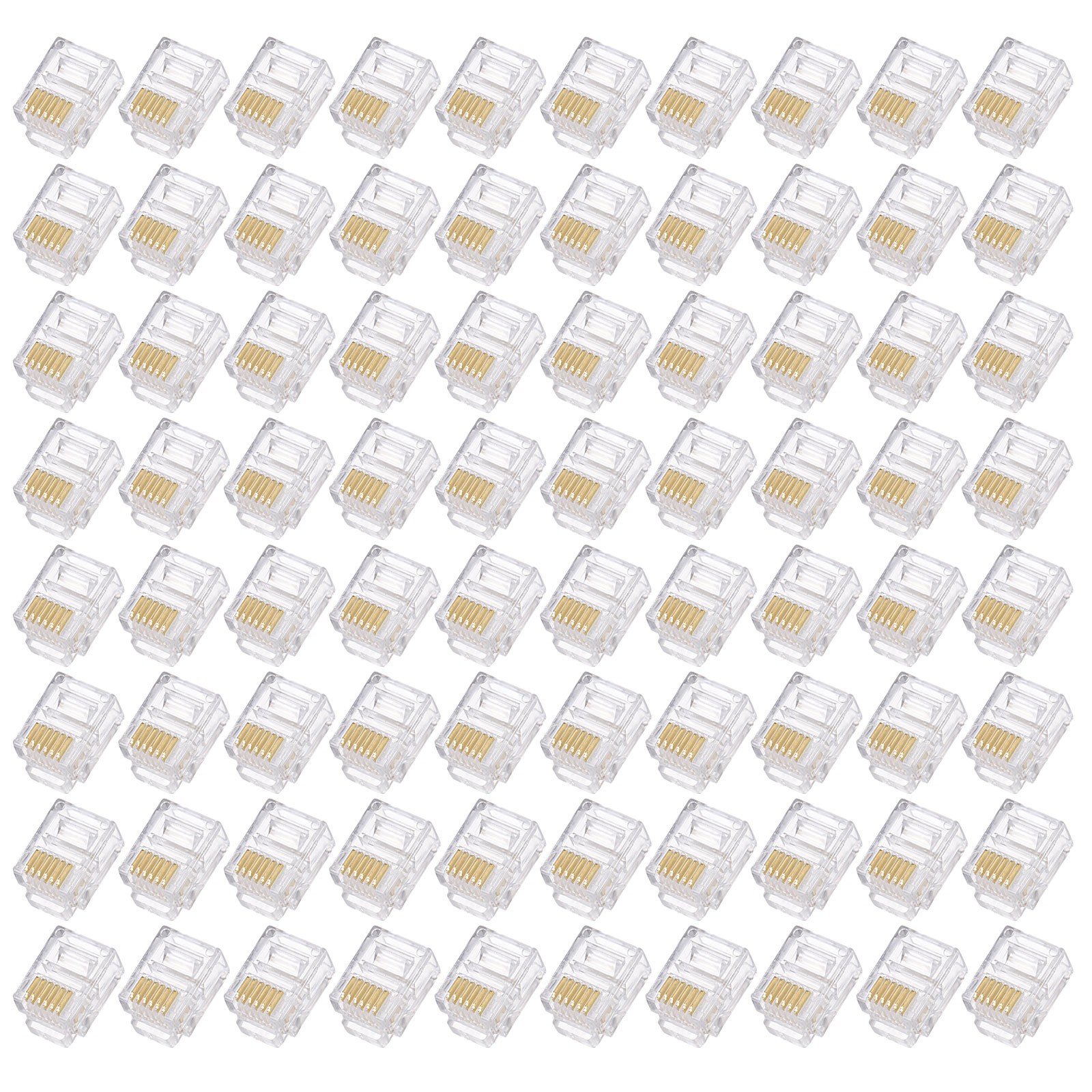 Telephone Modular Plug Male RJ11/RJ12 6P6C Clear 120pcs