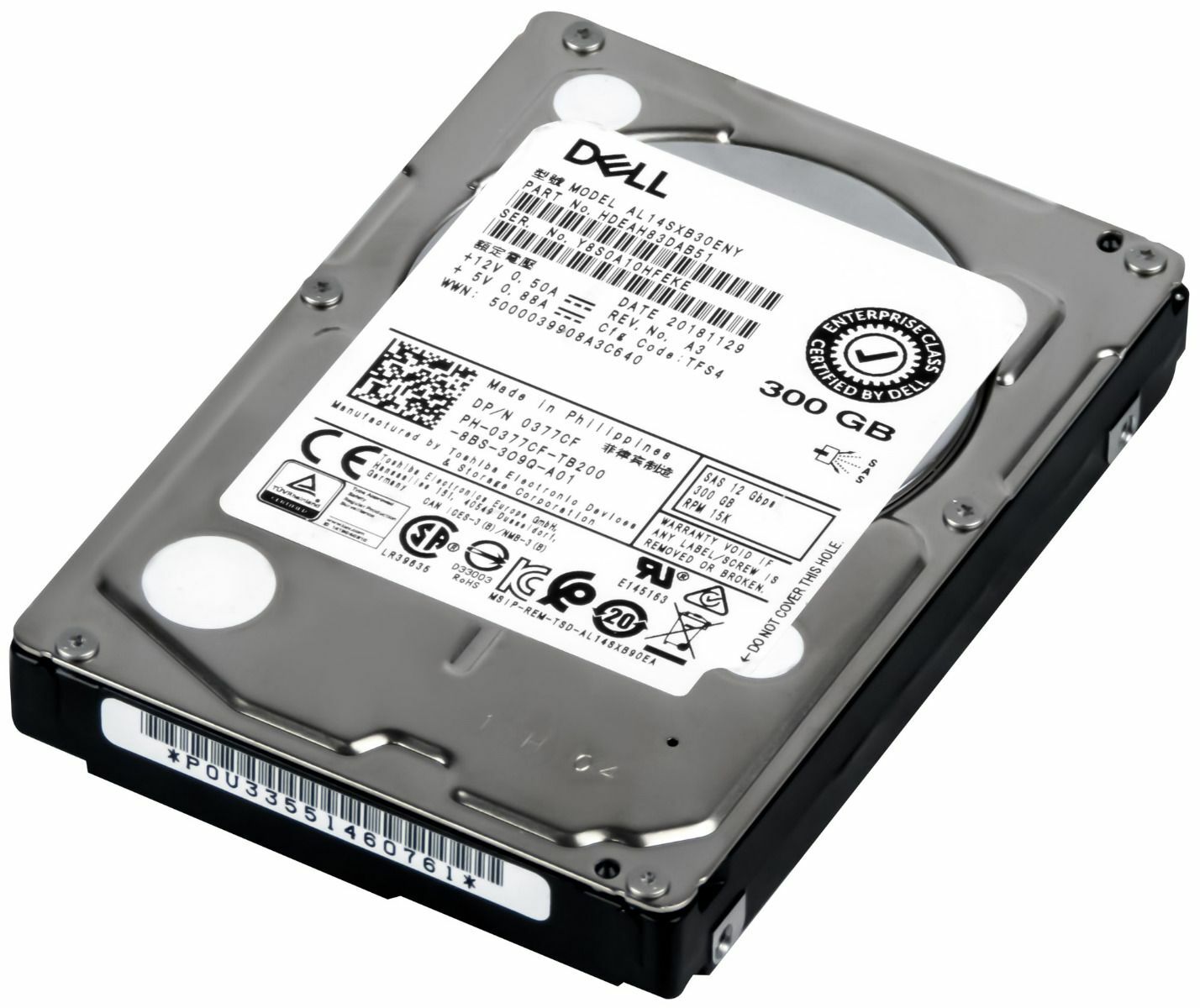 HARD DRIVE DELL 0377CF AL14SXB30ENY 300GB 15K 128MB SAS-3 2.5''