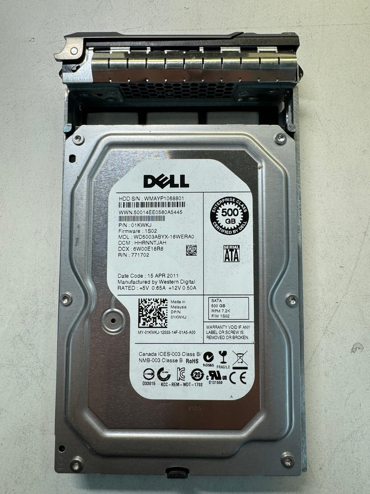 DELL 1KWKJ WD5003ABYX-18WERA0 771702 500GB 7.2K RPM  3Gb/s SATA 3.5" HDD