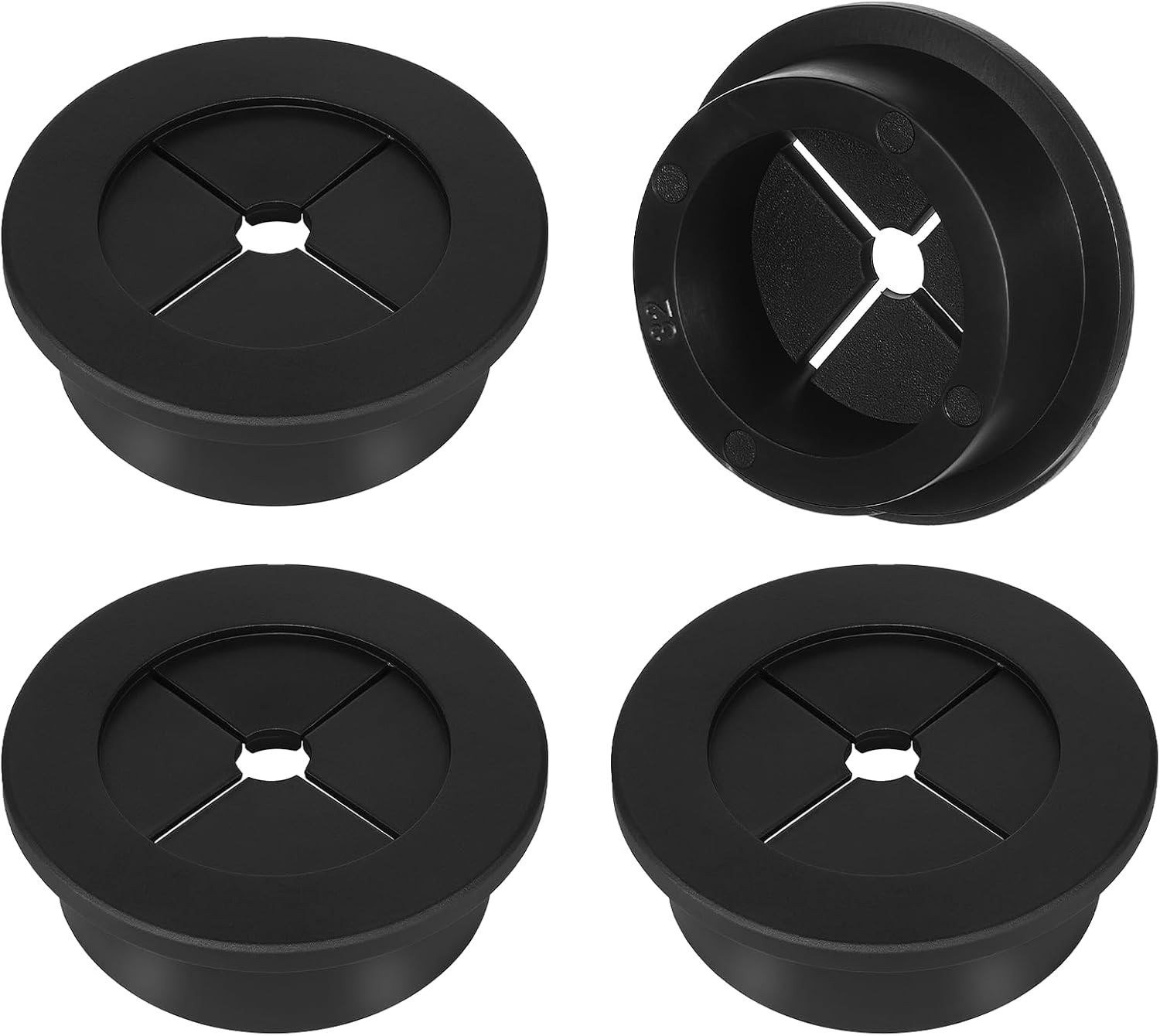 4PCS Cable Cord Grommet, 1-1/4 Inch (32mm) Black Desk Grommets Flexible Silicone