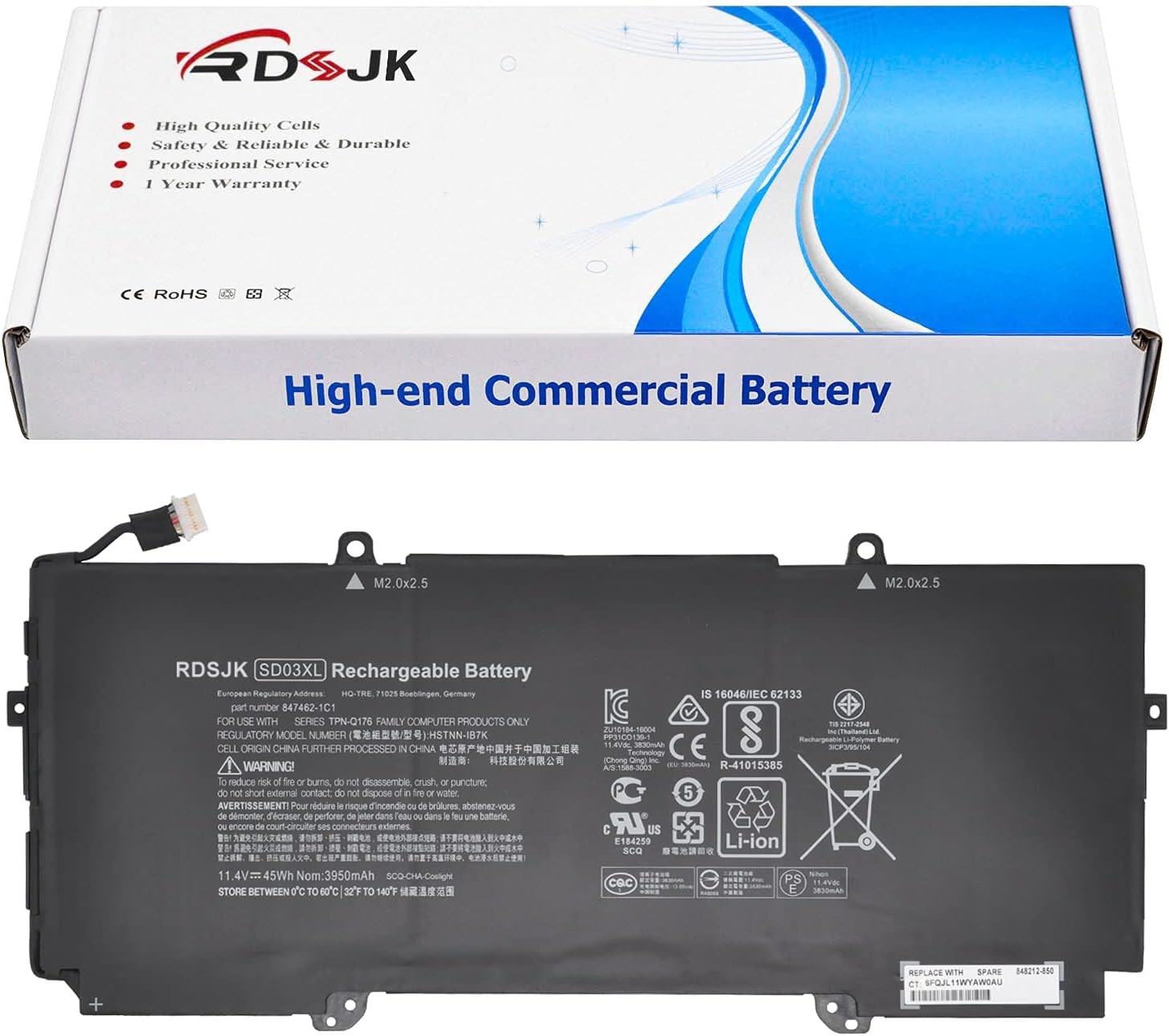 SD03XL SD03 Laptop Battery for HP Chromebook 13 G1 Core m5 847462 1C1 HSTNN