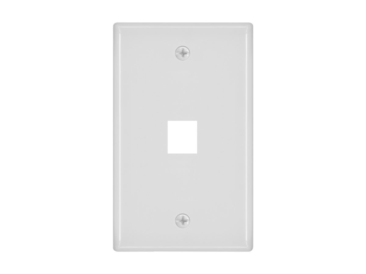 (6 PCS.) MONOPRICE P/N 6725. SINGLE GANG WALL PLATE, 1 HOLE, WHITE. NOS/NIB.