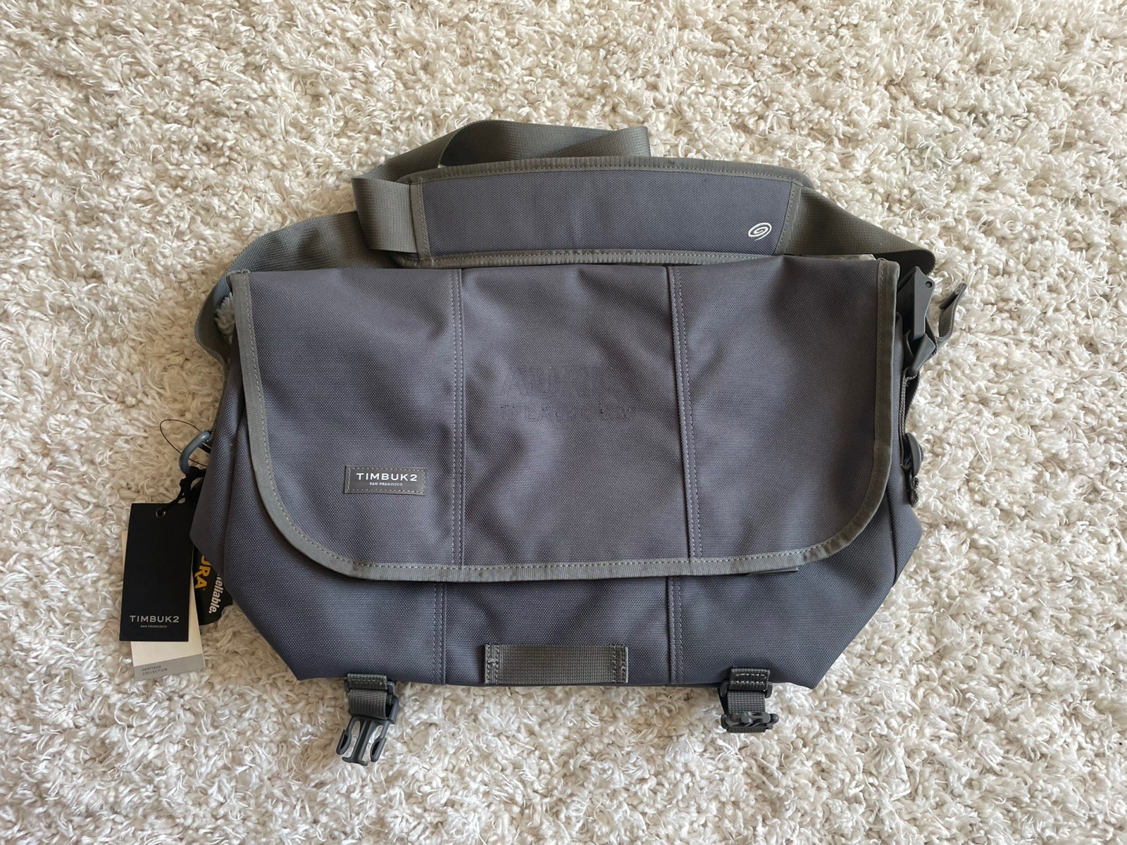Timbuk2 Gunmetal Medium Classic Messenger Bag Cordura NWT Embroidery Removed