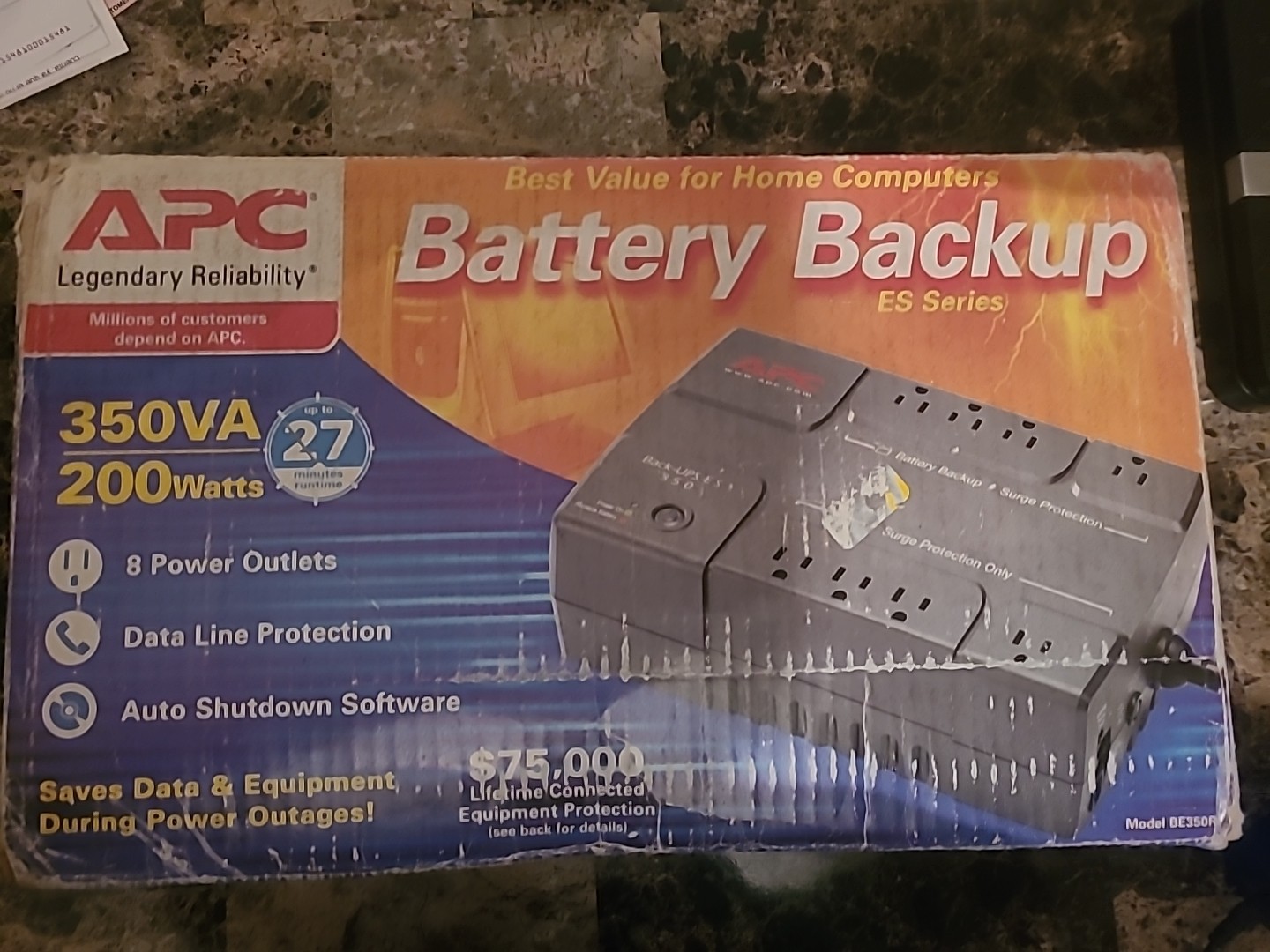 APC Battery Backup 350VA 200 Watt 8 Power Outlets ES series Model BE350R