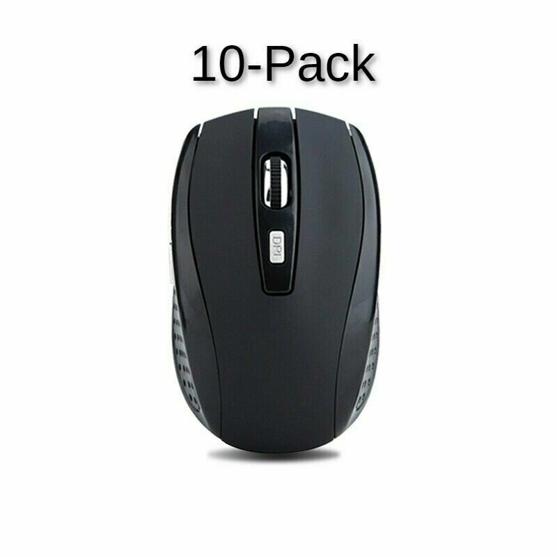 10x Lot Wireless Mouse Optical USB Laptop PC Computer 2.4GHZ Black DPI Mice Pack