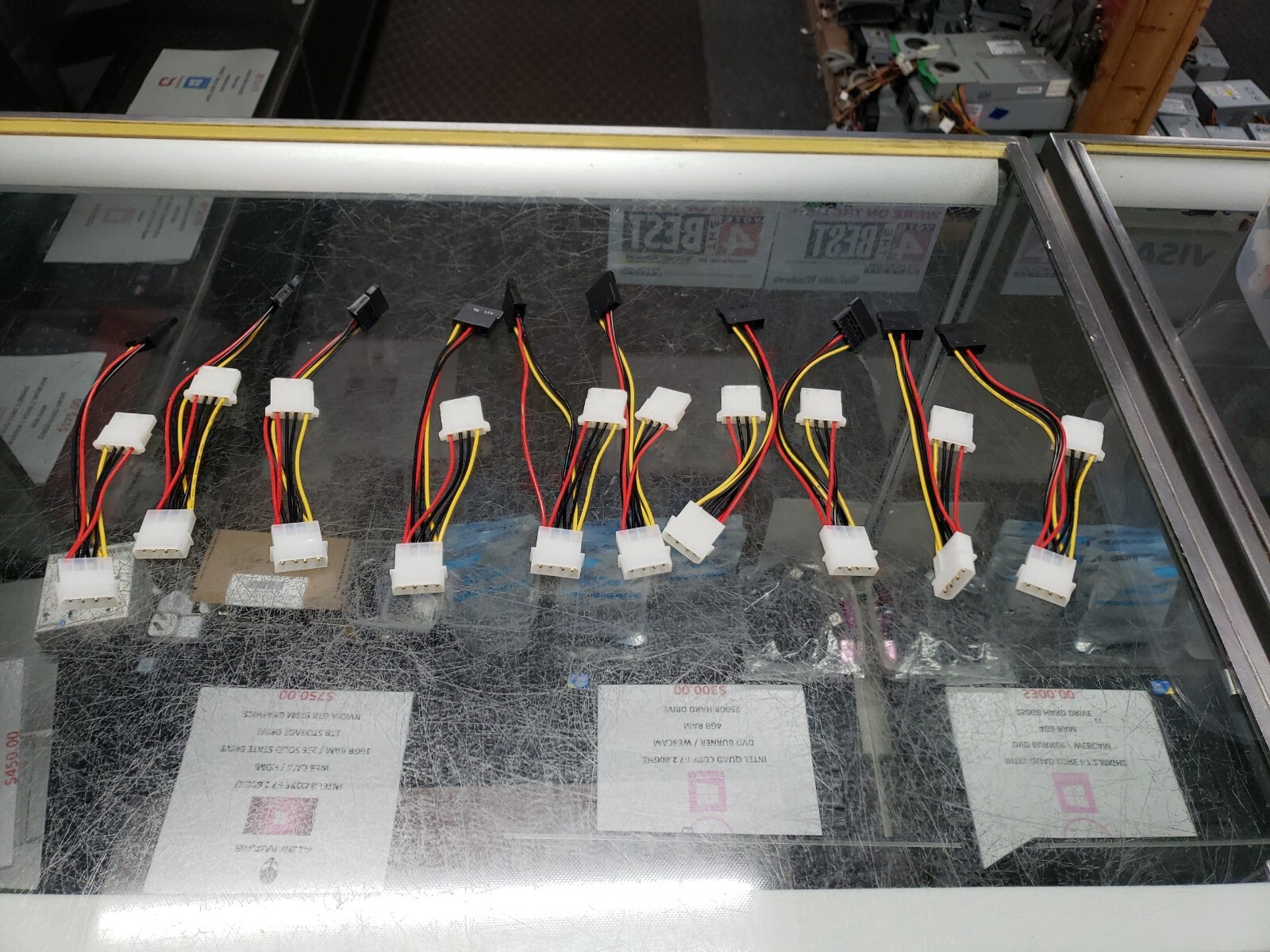 New  lot of 10 IDE Molex 4-Pin Male / female to SATA 15-Pin Female  