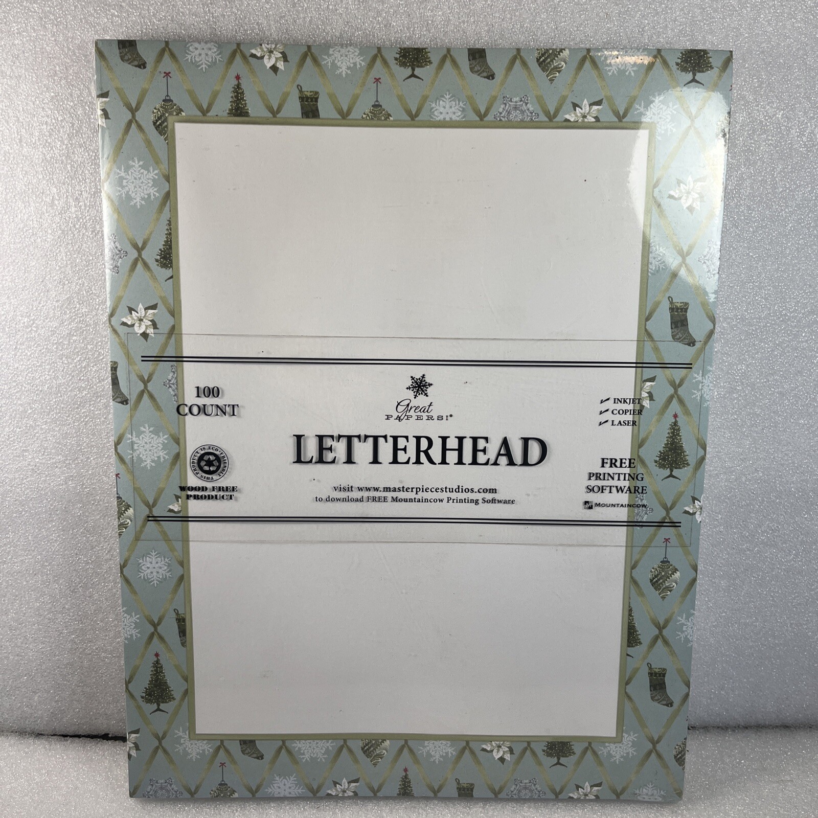 Christmas Decorations Letterhead 100 Count Holly Christmas Tree Stocking New