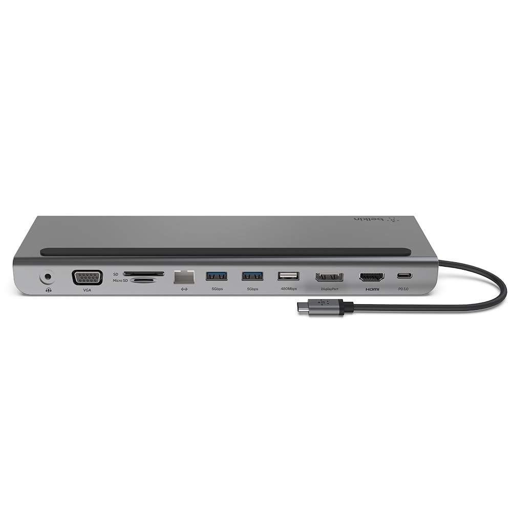 Belkin USB C Hub, 11-in-1 Multi-Port Laptop Dock with 4K HDMI, DP, VGA, USB C Do