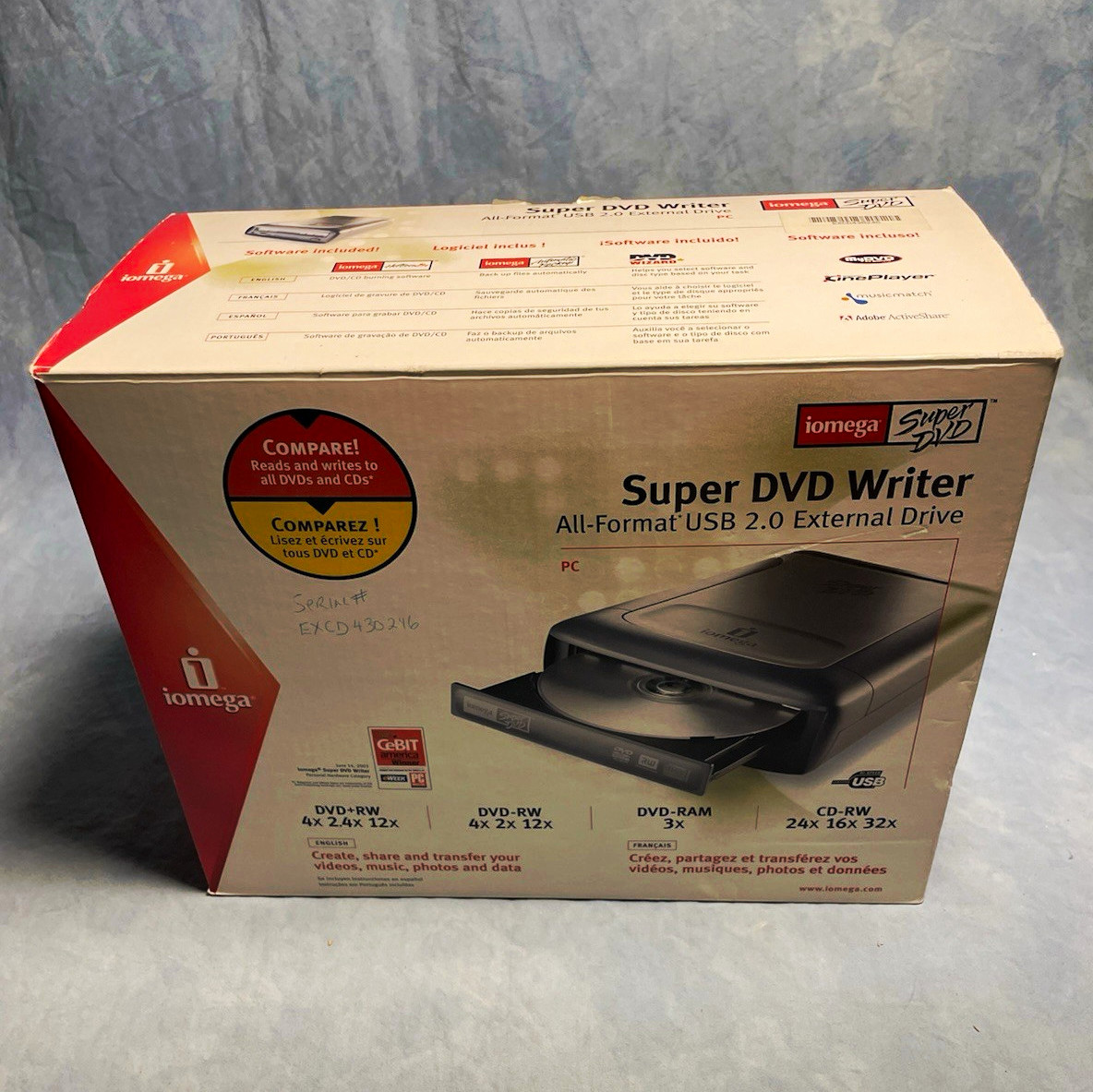 Iomega Super DVD Writer USB 2.0 External DVD RW/CD-RW 24x Silver/Black