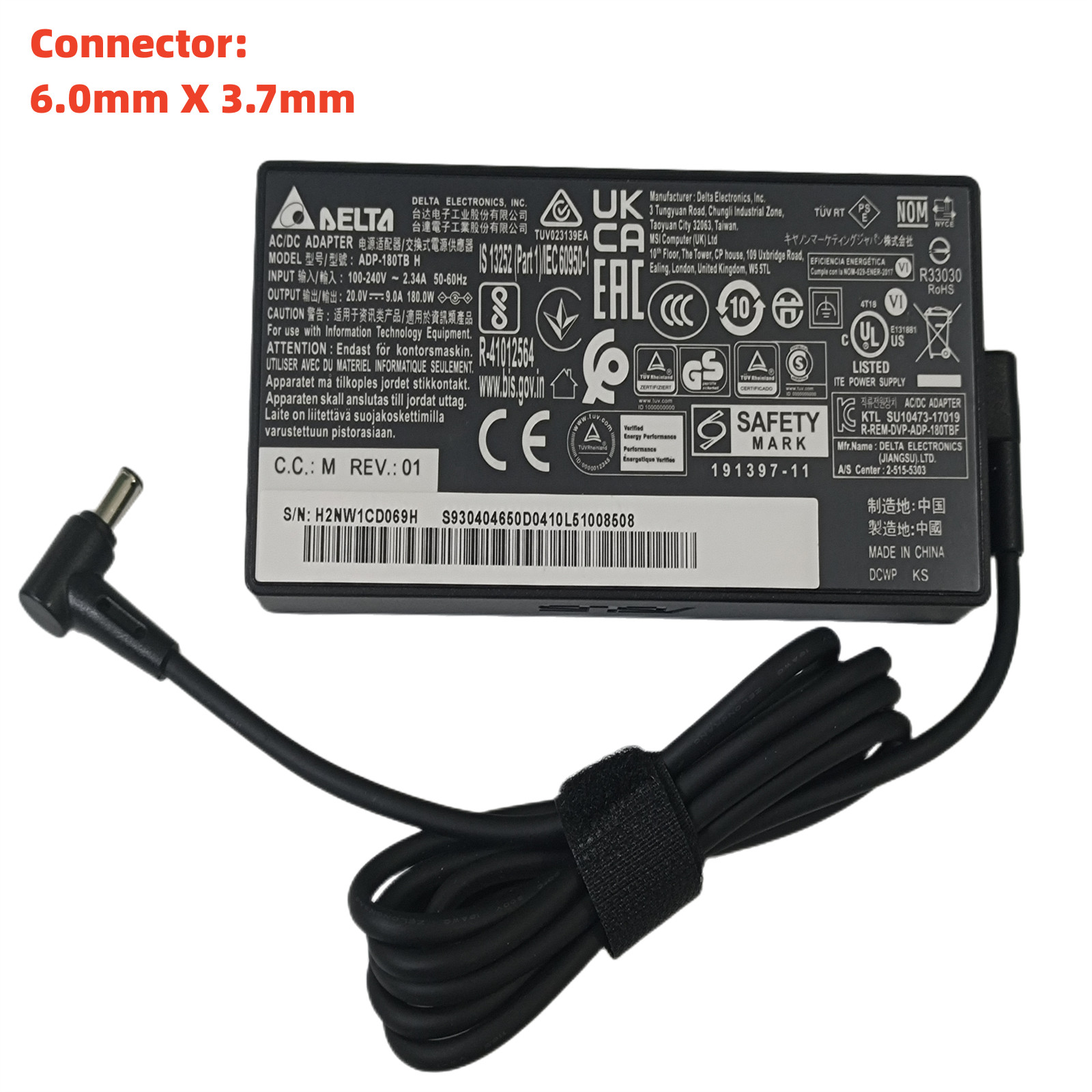New 4.5mm 6.0mm ADP-180TB H for ASUS ROG Zephyrus G14 GA401IV-HA258R 180W 20V 9A