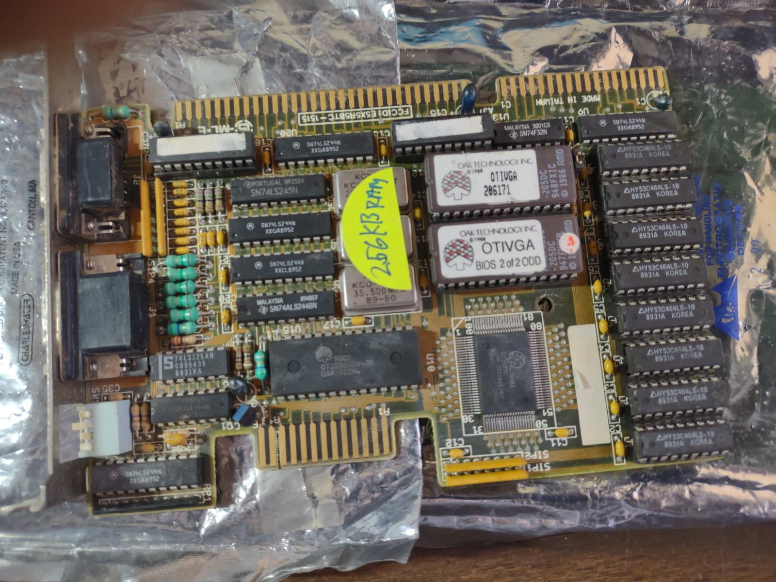 Oak Technology OTIVGA OTI037C Based 16bit ISA VGA EGA CGA Mono Video Card 256KB