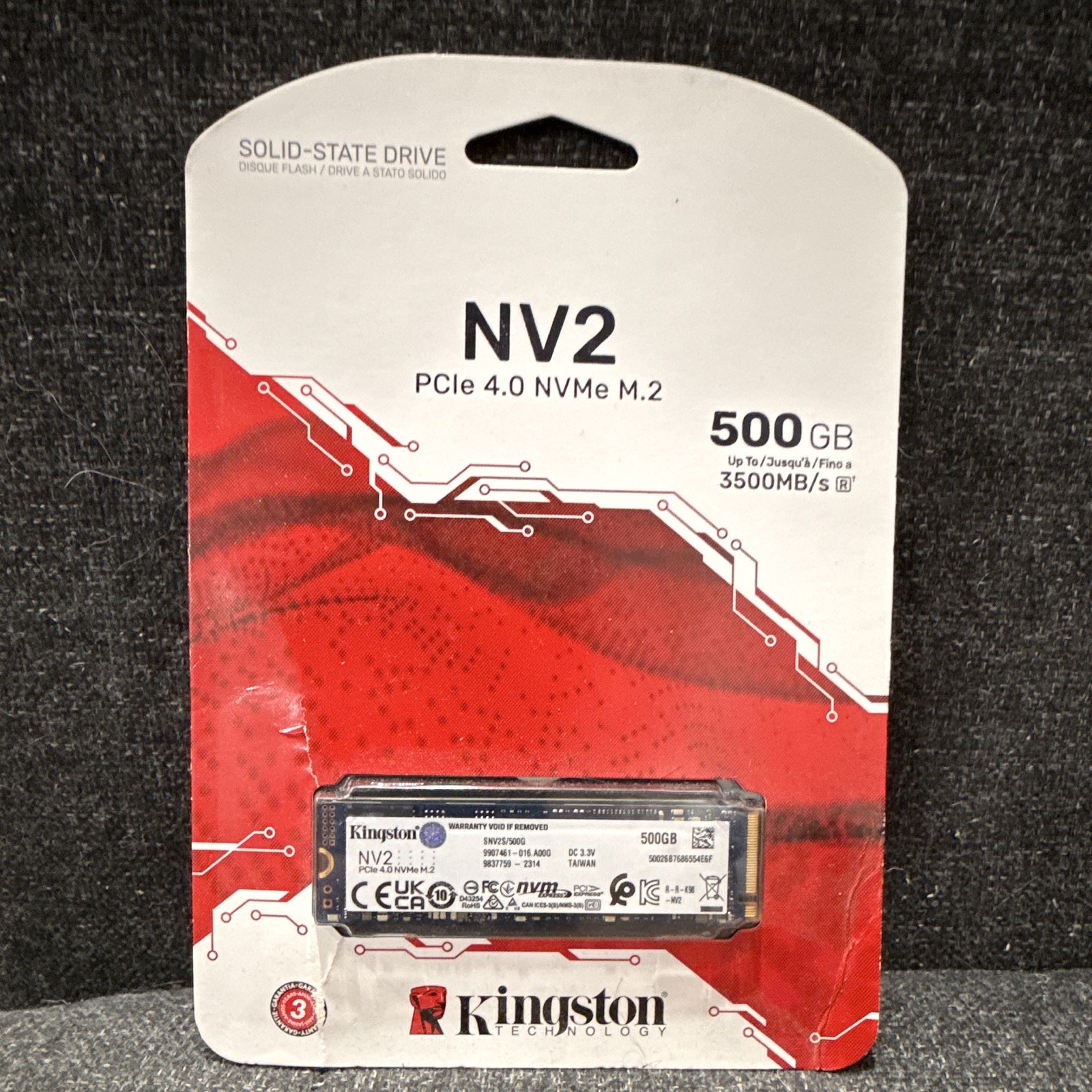Kingston NV2 500GB PCIe 4.0 NVMe M.2 Internal SSD 3500MB/s SNV2S/500G NEW SEALED