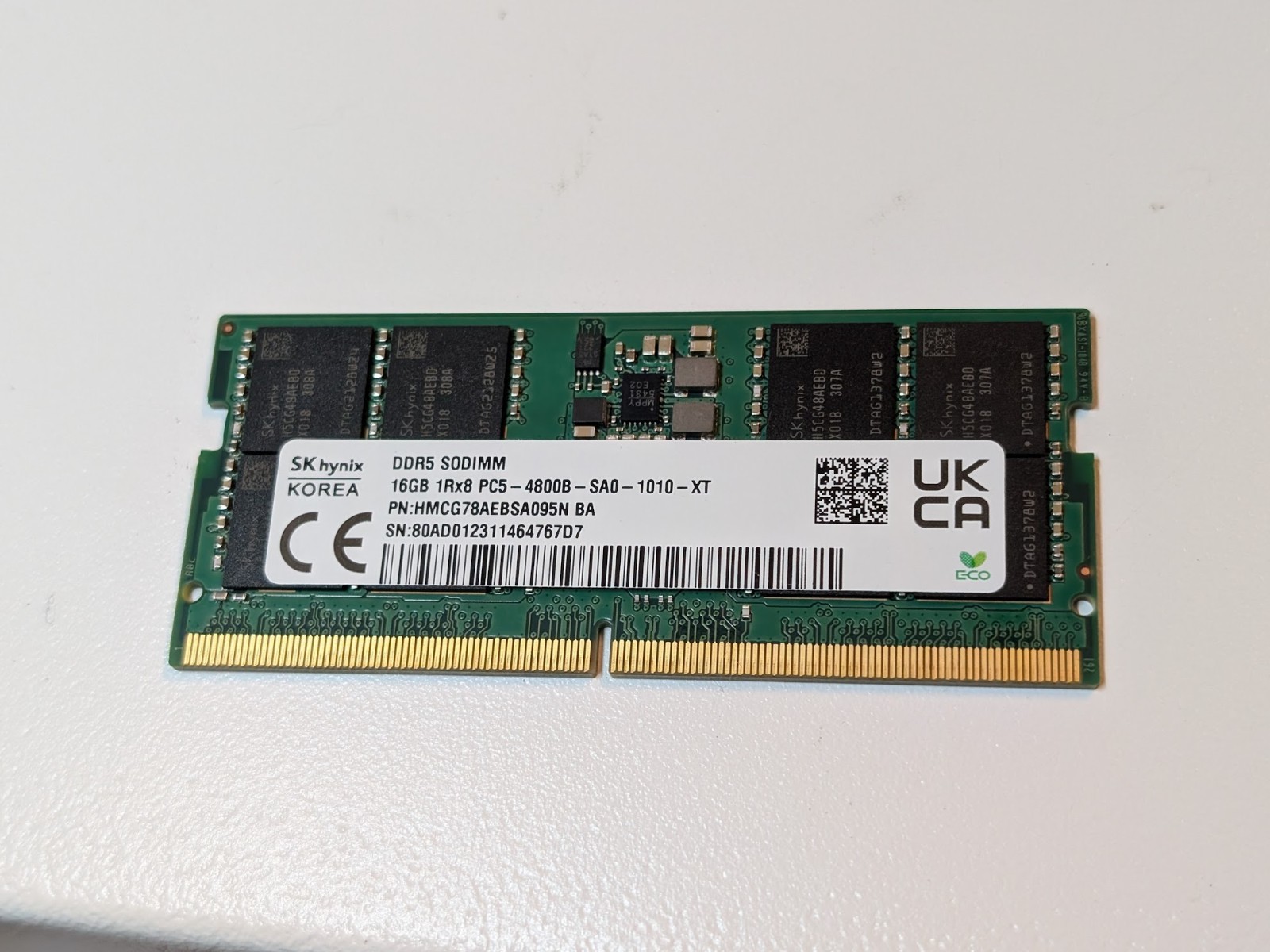 SK Hynix 16GB 1x16GB DDR5 4800 CL40 SODIMM Laptop Memory Intel AMD