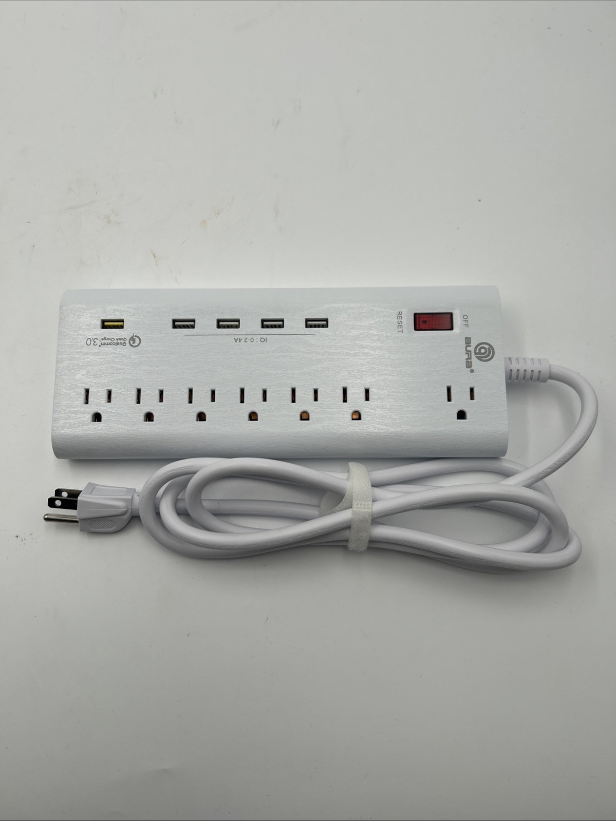 10Ft Extension Cord Multiple (7) Outlets With (5) USB Plugs Surge Protector