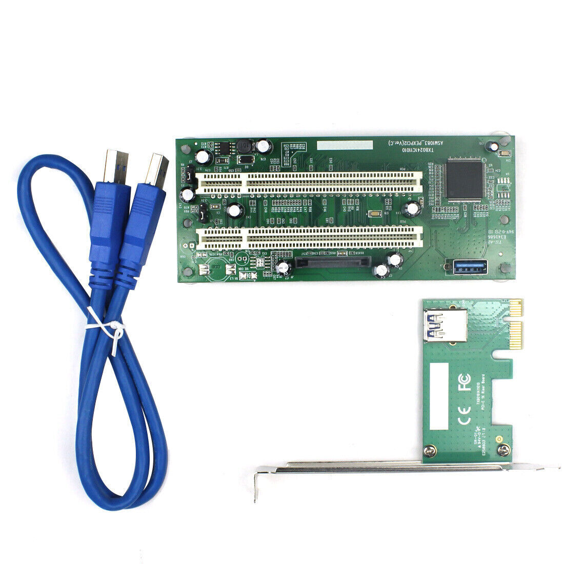 XT-XINTE PCI-E Express X1 to Dual PCI Riser Adapter USB3.0 Converter with Cable