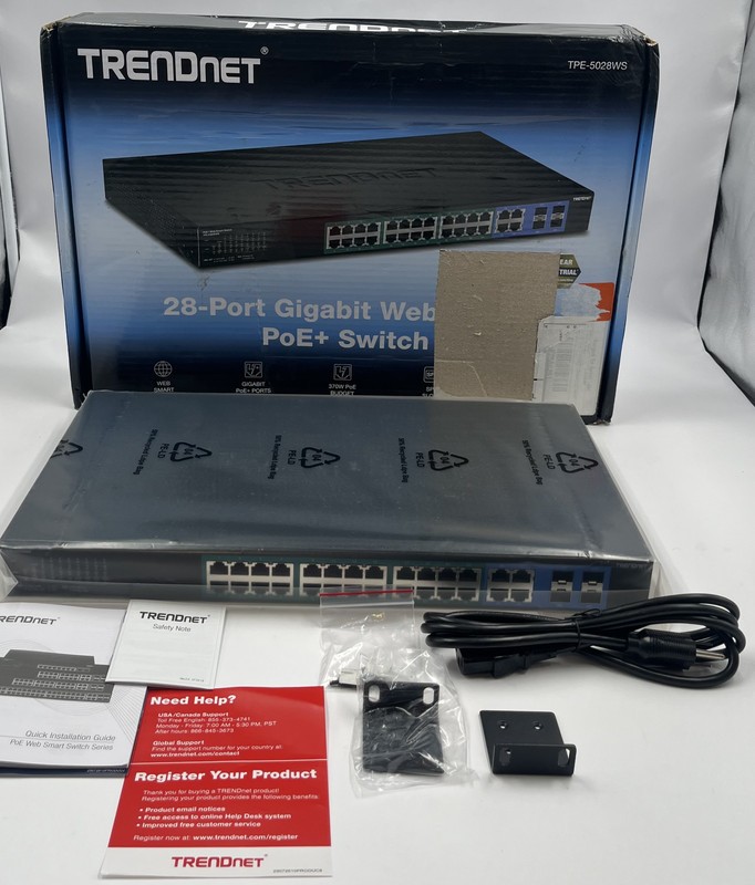 TRENDNET TPE-5028WS 28P WEB SMART POE+ SWITCH 24XGIGABIT POE+ 4XSHARED GIGABIT