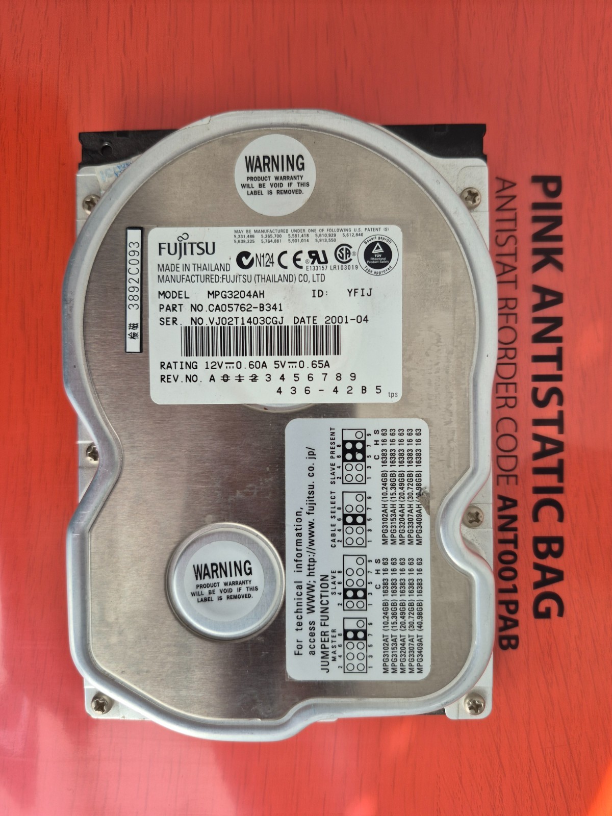 ✅ IDE Hard Drive HDD Fujitsu MPG3204AH ⭐ 20.4GB ⭐ VINTAGE RETRO PC ⚡