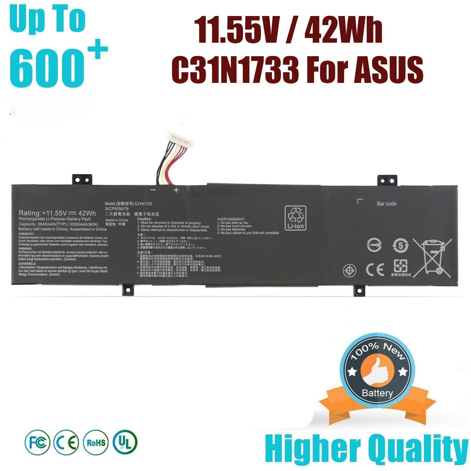 ✅C31N1733 Battery for Asus VivoBook Flip 14 TP412UA TP412FA 0B200-02970000 42Wh