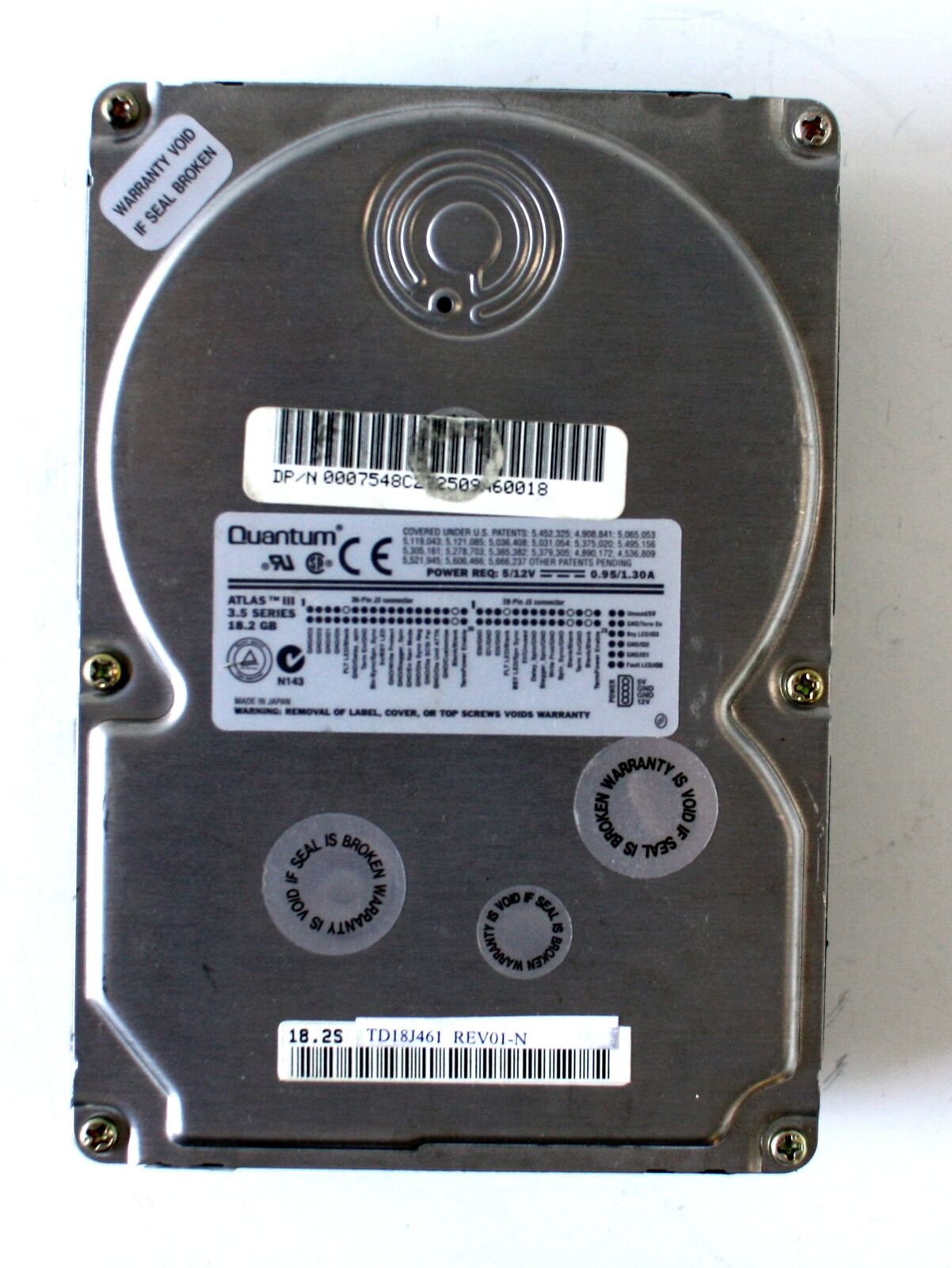 HDD 18.2GB QUANTUM 3.5 SCSI ATLAS III TD18J461, DP/N 0007548C,80 PIN SCSI