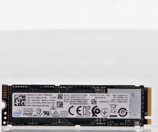 Intel 512GB NVMe PCIe M.2 2280 Internal SSD OPAL SSDPEKKF512G8L SSS0L25159