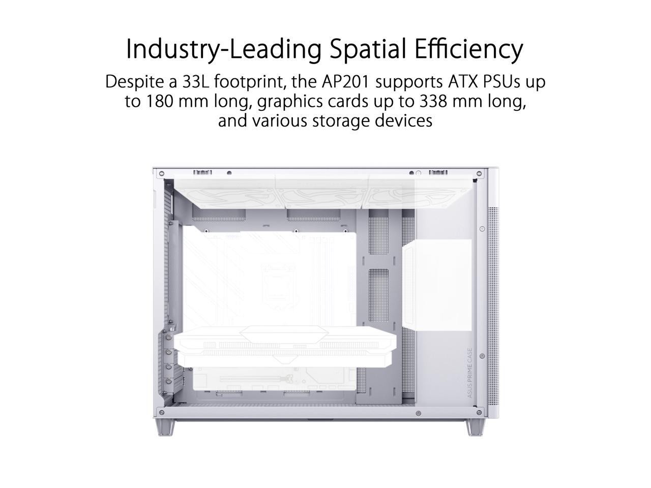 Prime AP201 White MicroATX Tempered Glass Edition Supports Graphics Cards ASUS