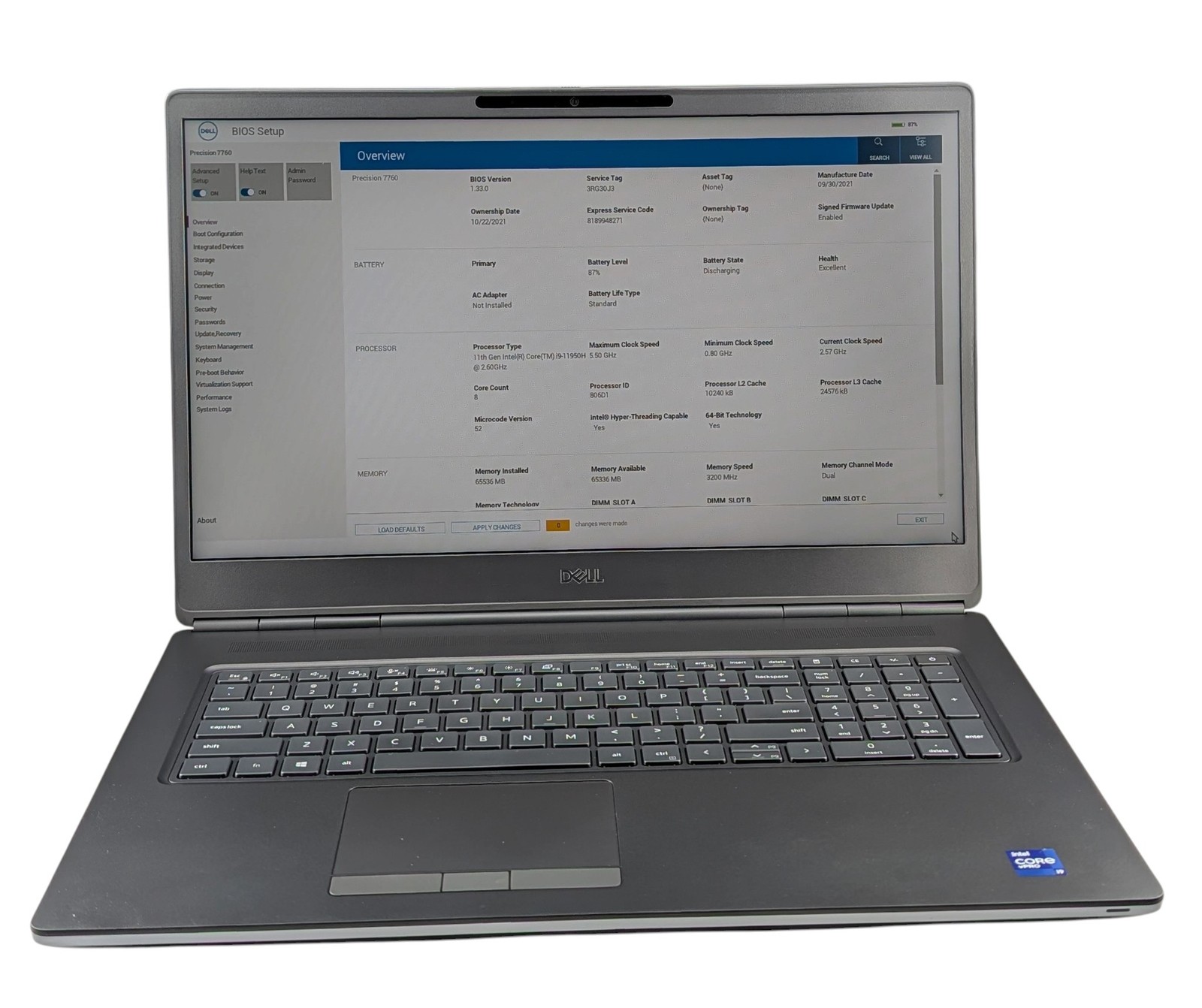 Dell Precision 7760 17" i9-11950H 2.60GHz 64GB RAM 2TB SSD - Gray - Grade D