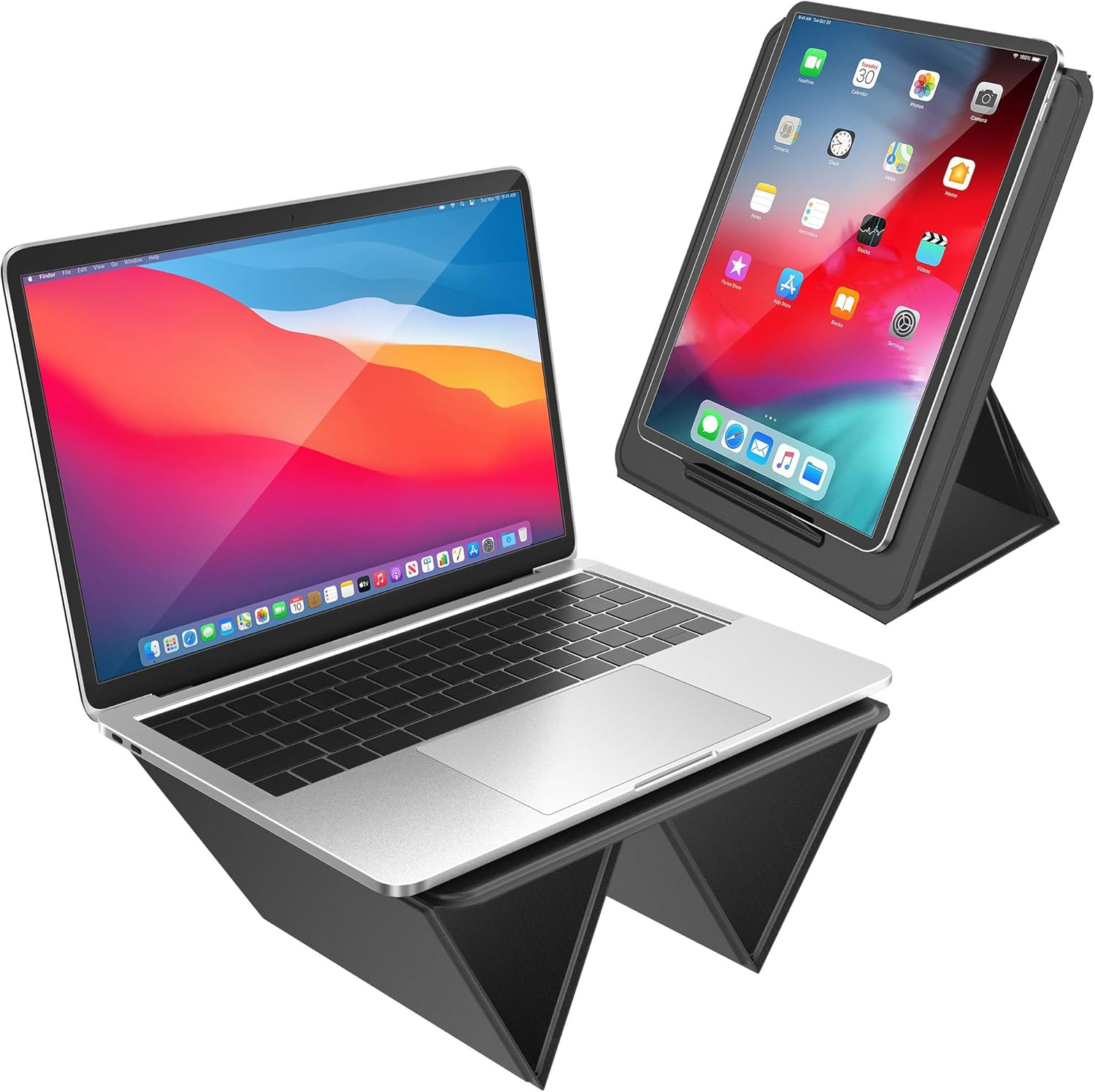 Ultra-Sleek Portable Laptop Stand, 2-In-1 Foldable Macbook Stand for Desk & Ipad