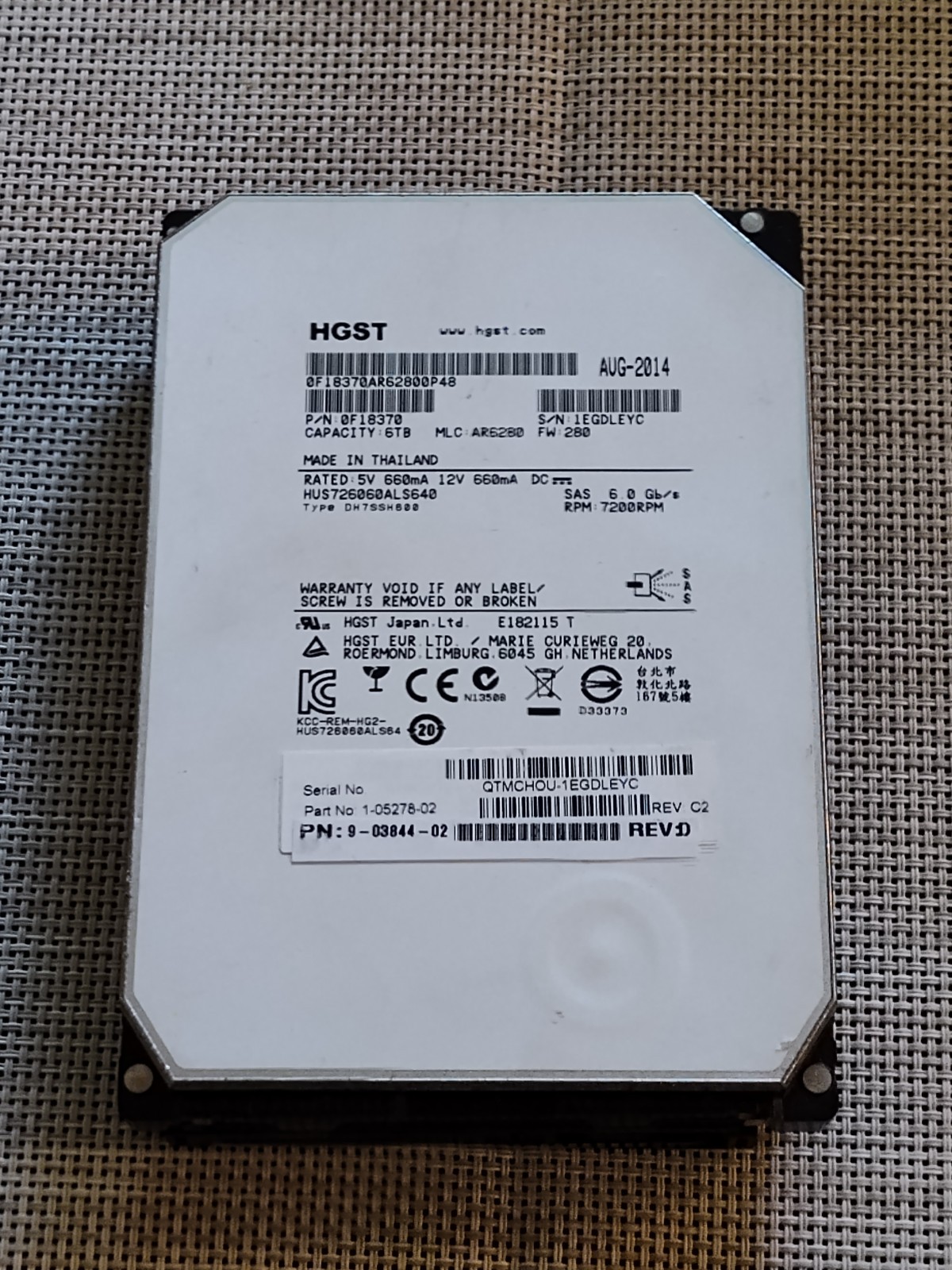 HGST Ultrastar 6TB HUS726060ALS640 Entreprise SAS 3.5" SAS 7200 RPM Tested 100%